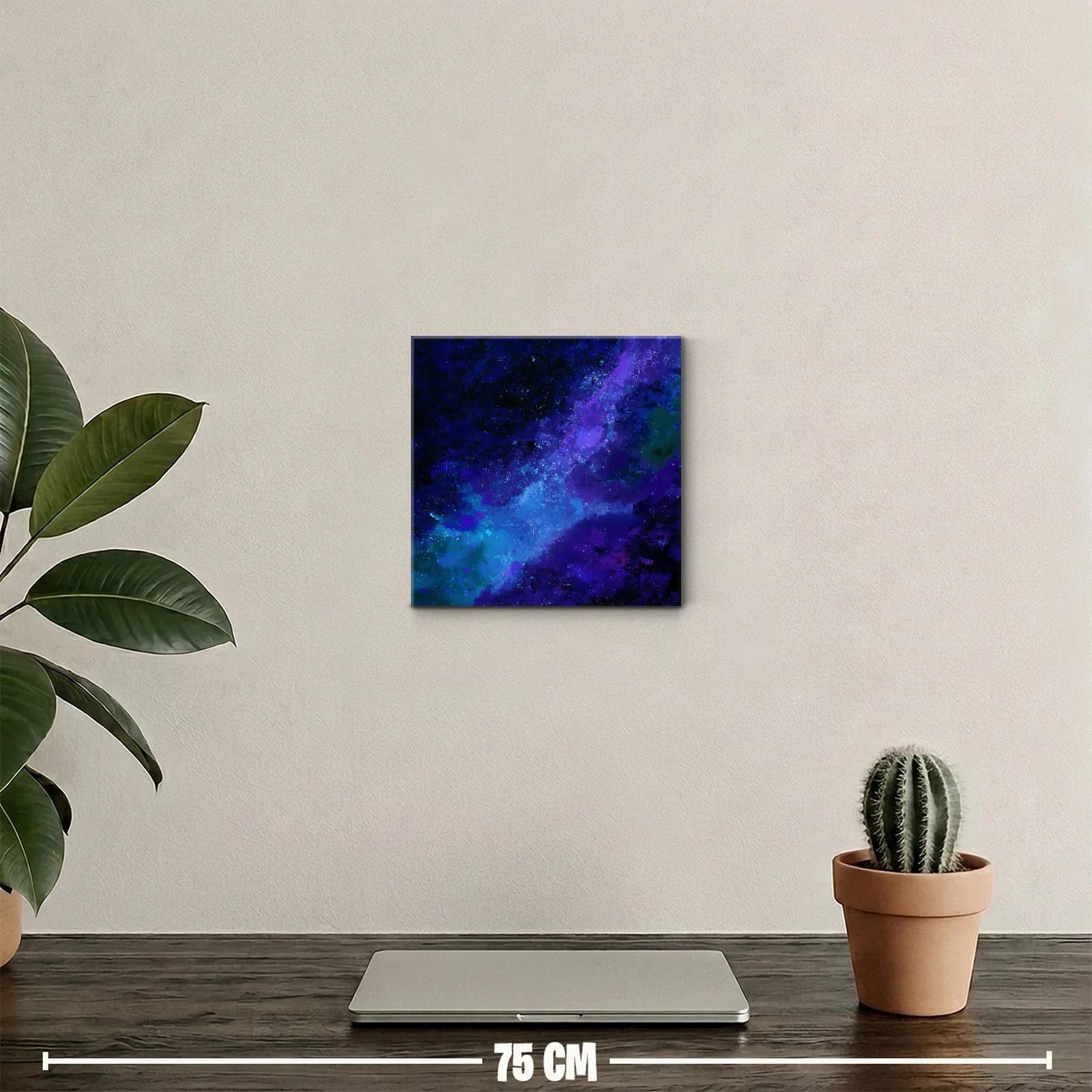 Cuadro abstracto con galaxia en tonos azules y morados — miniatura 2