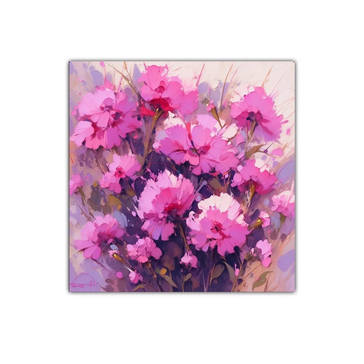 Cuadro decorativo con flores vibrantes en tonos rosas y morados — imagen principal
