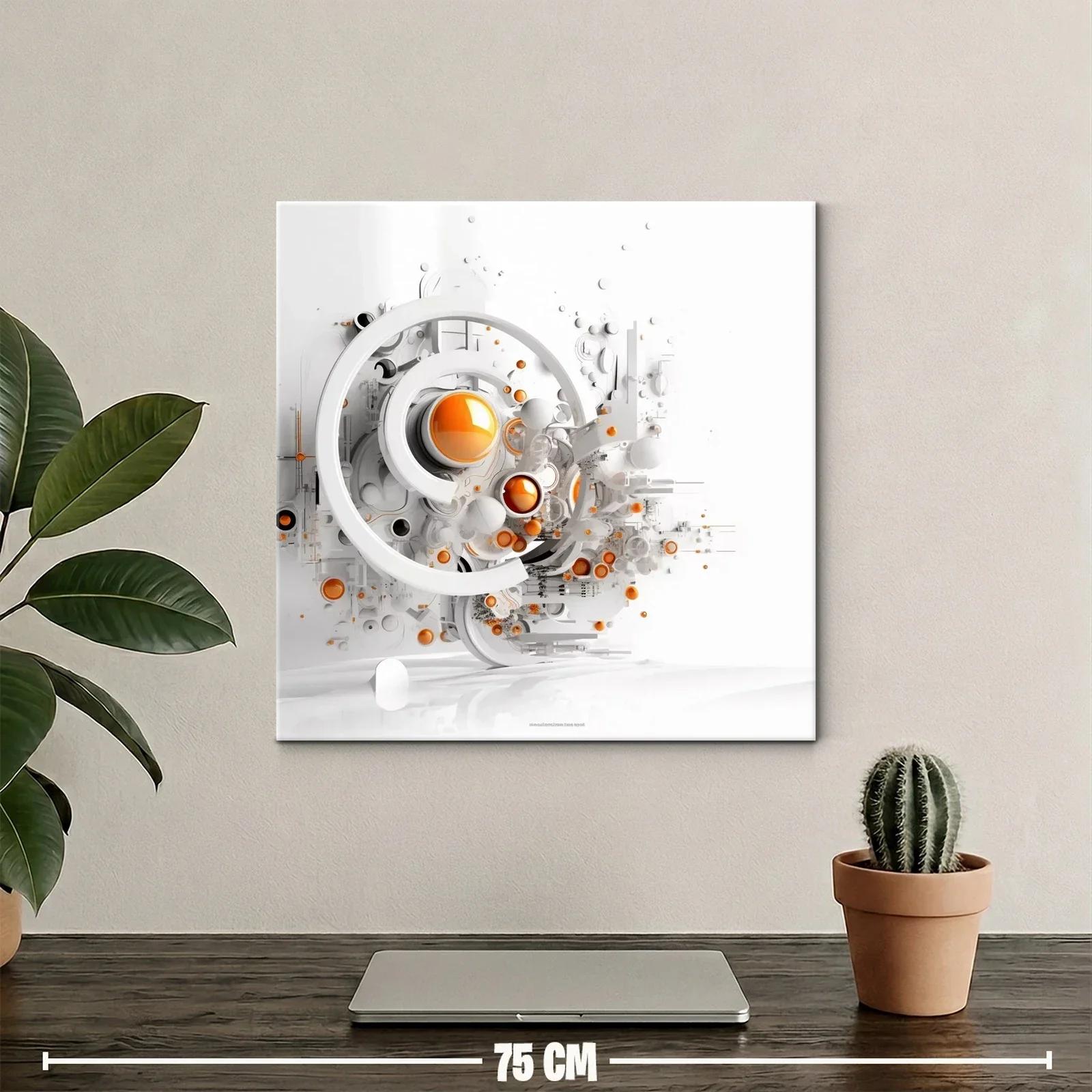 Composición abstracta con esferas naranjas y estructuras blancas — miniatura 2