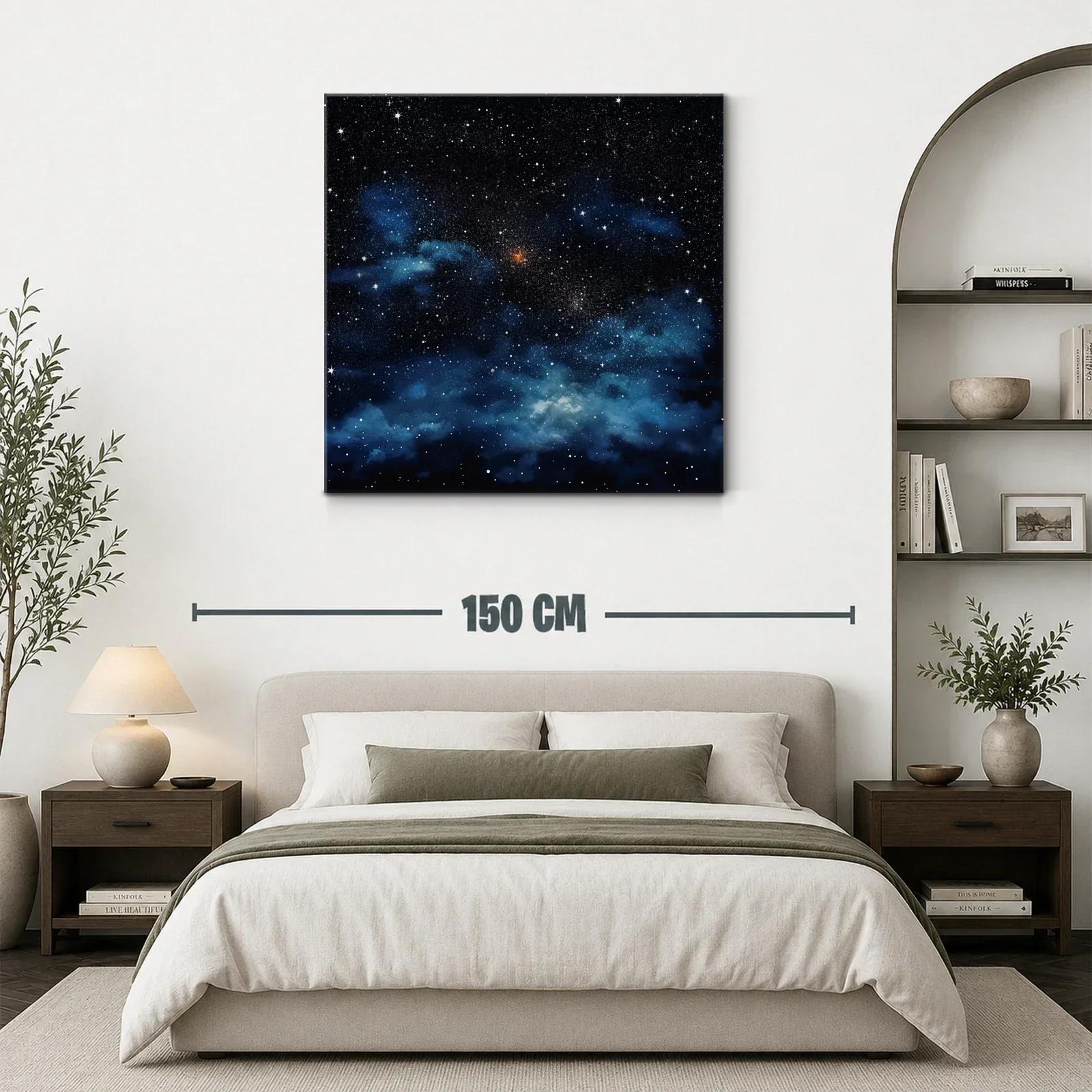 Cuadro de cielo estrellado con nebulosas azules y destellos blancos — miniatura 3