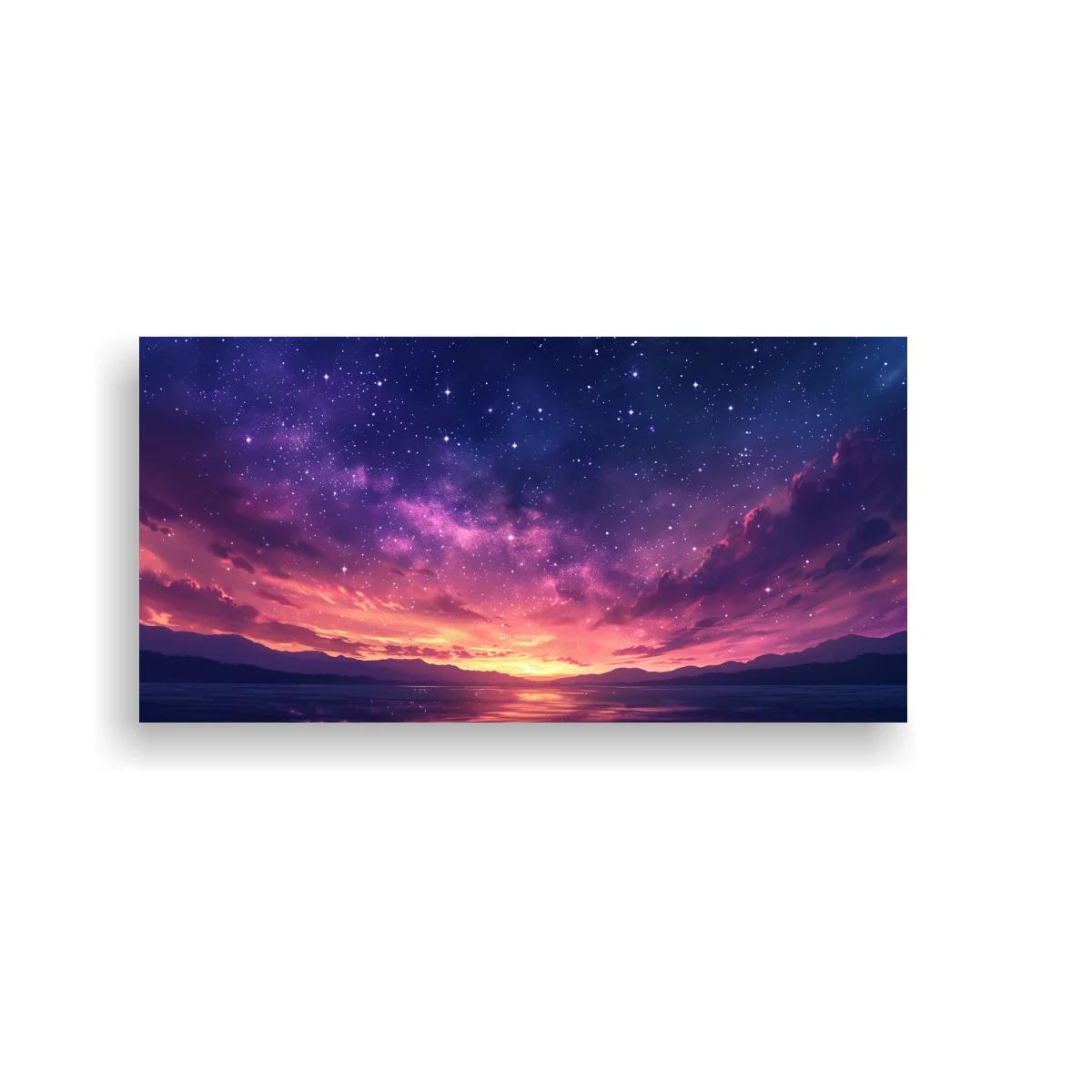 Cuadro atardecer sobre el mar con cielo estrellado — imagen principal