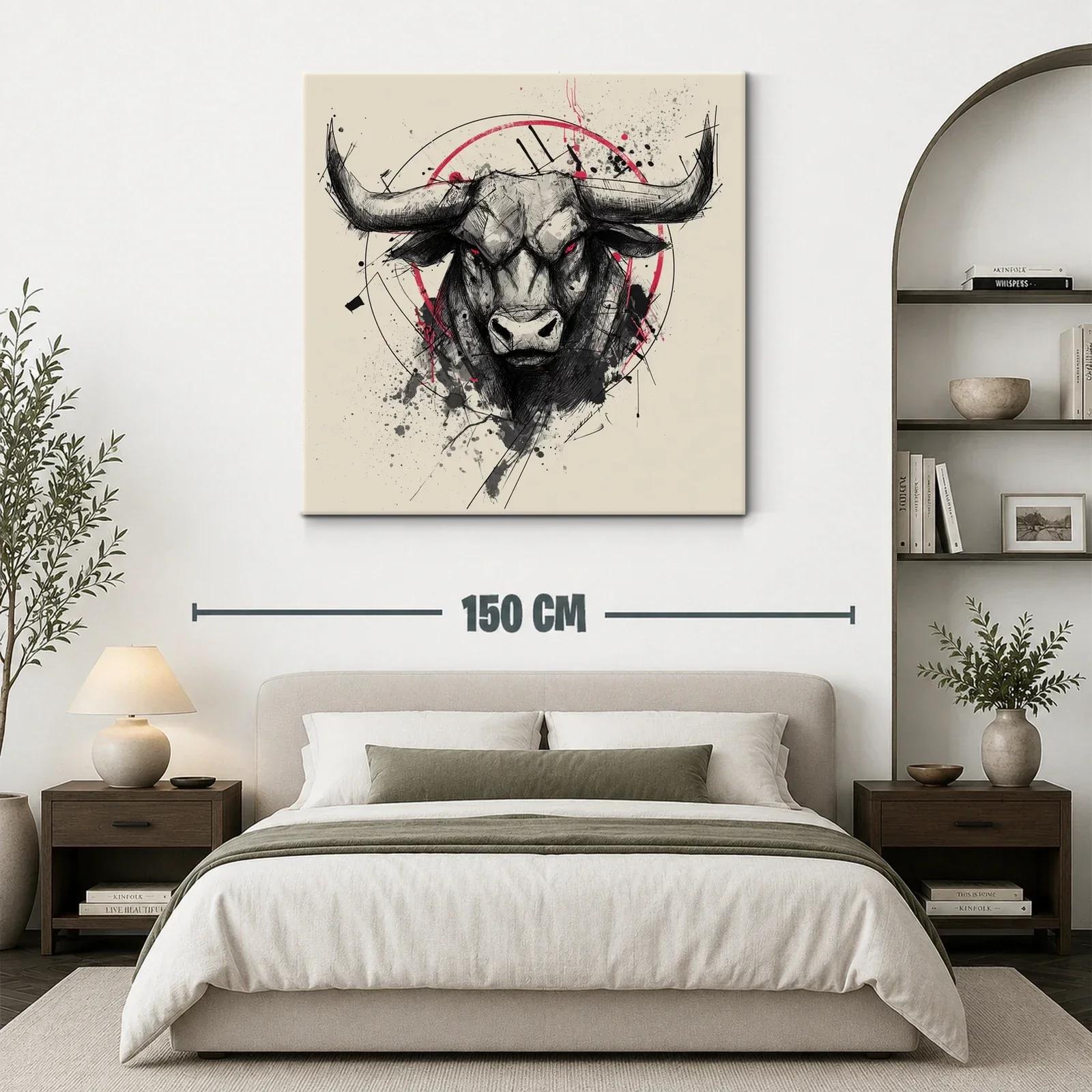 Impactante ilustración de toro con mirada penetrante roja — miniatura 3