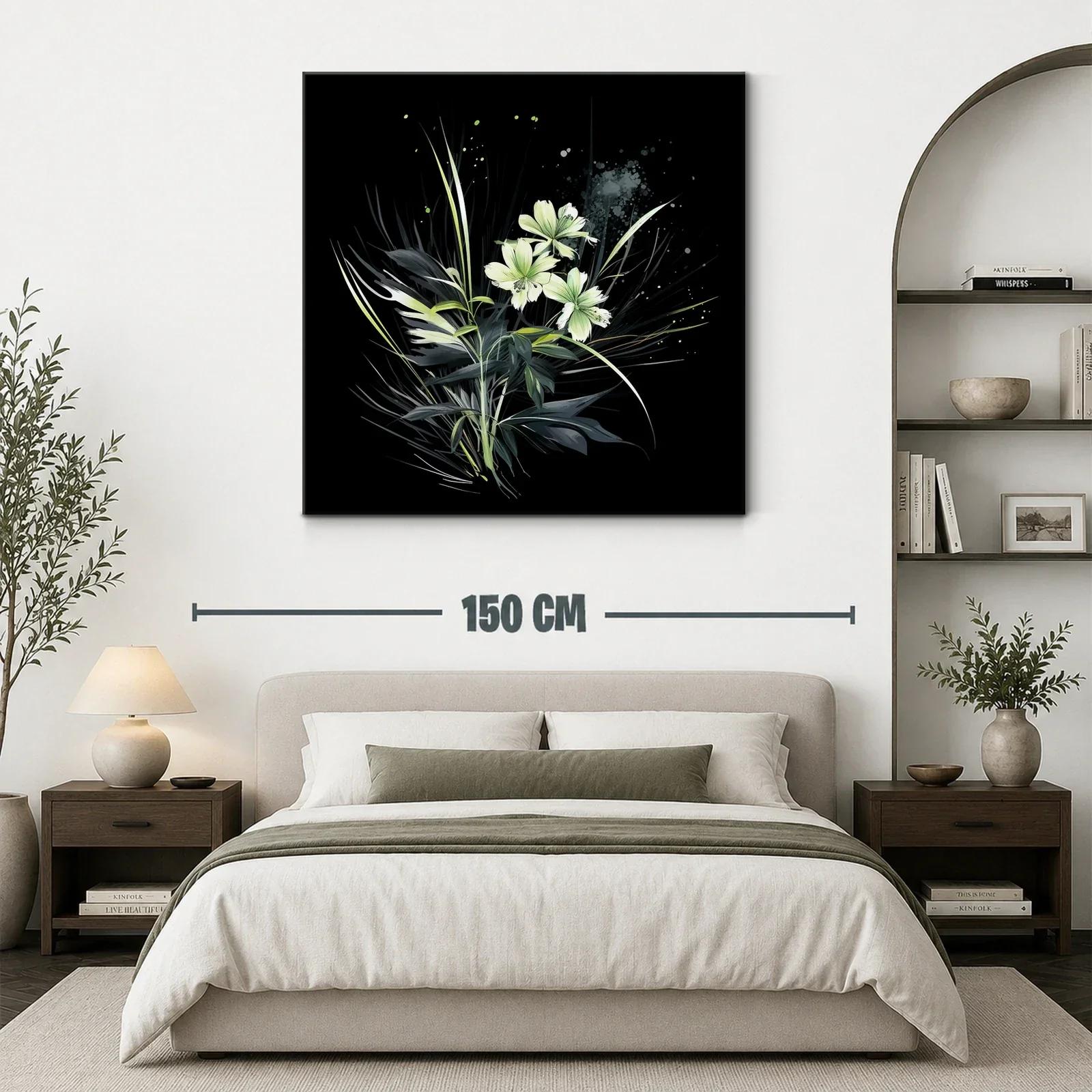 Elegancia natural con flores blancas sobre fondo negro — miniatura 3