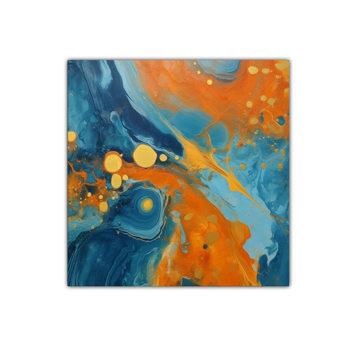 Cuadro abstracto vibrante en tonos azules y naranjas — imagen principal