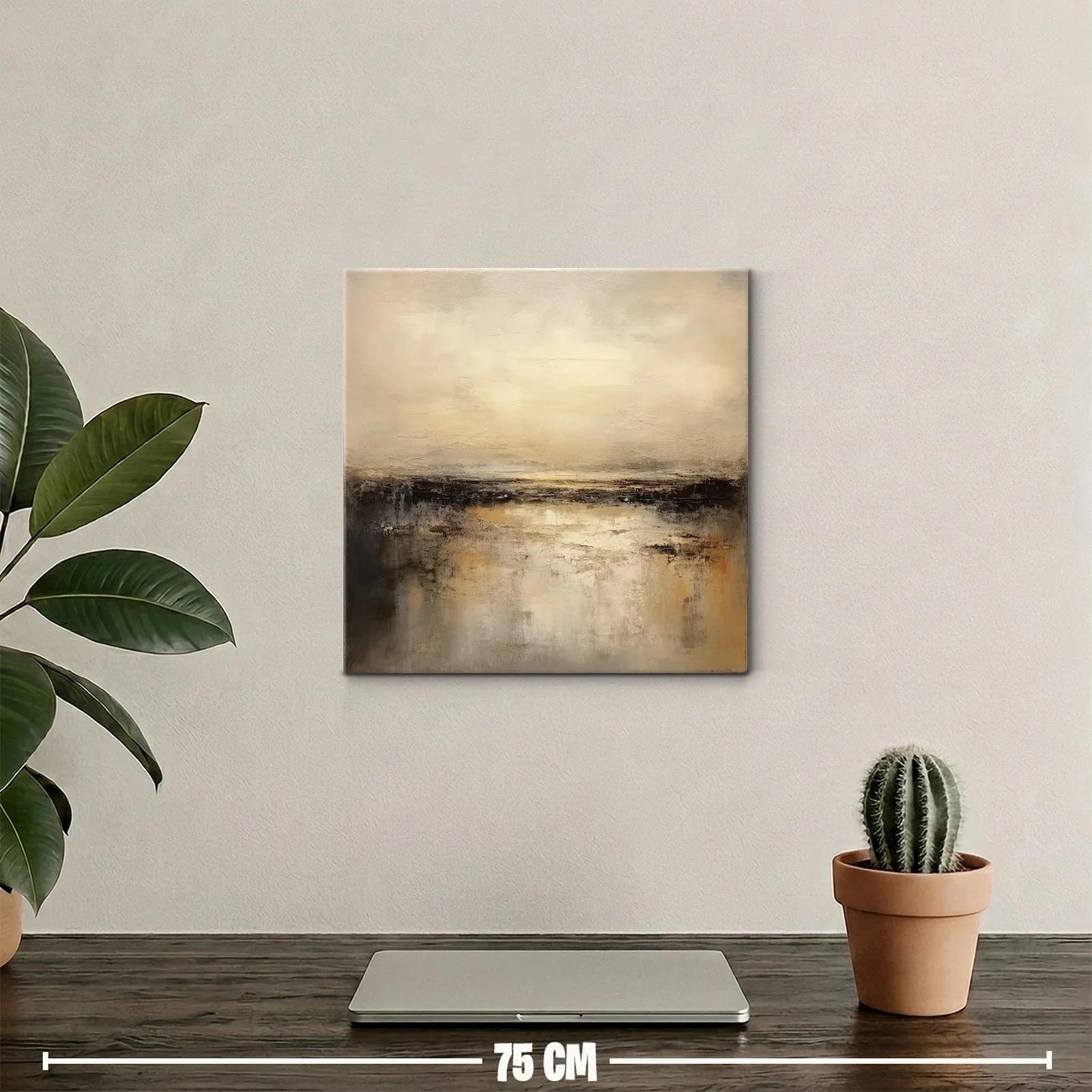 Cuadro abstracto con tonos suaves y contraste oscuro — miniatura 2