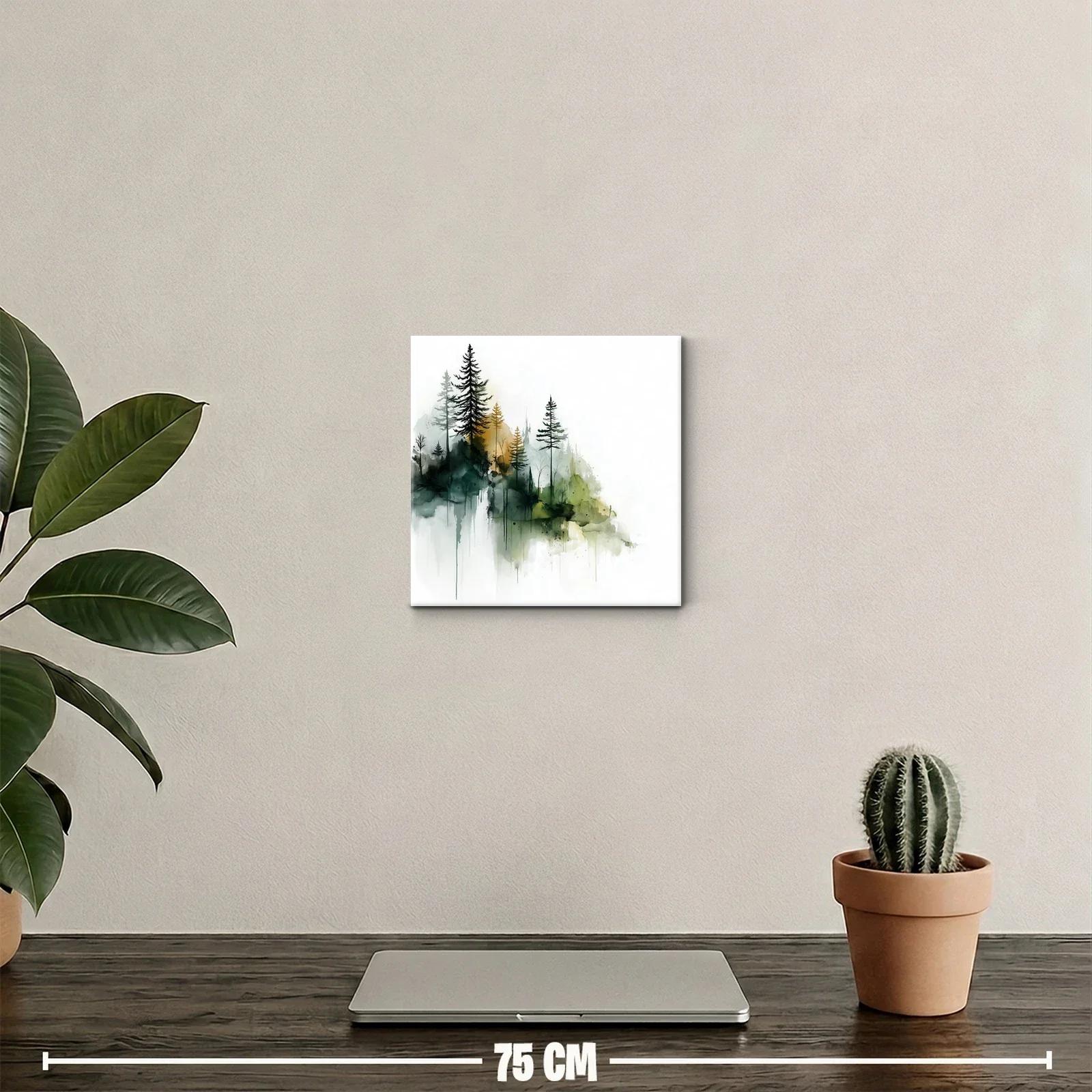 Bosque abstracto en tonos verdes y ocres para decorar — miniatura 2