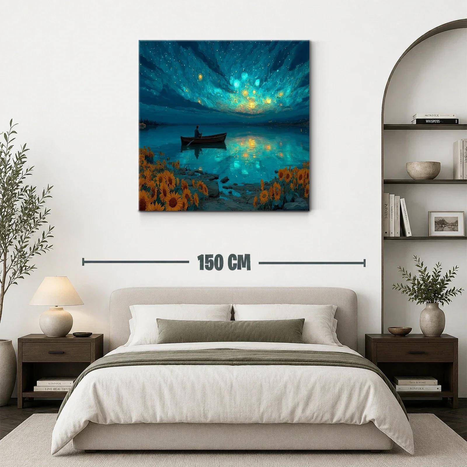 Tranquilidad nocturna entre girasoles y luz estelar — miniatura 3