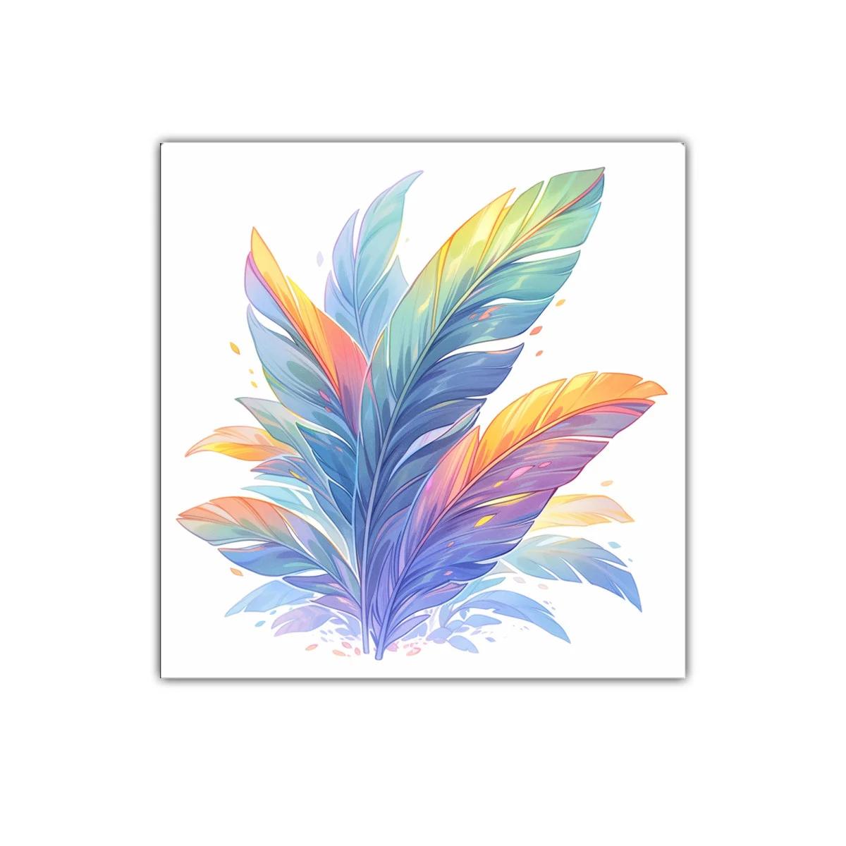 Cuadro decorativo con plumas coloridas y vibrantes