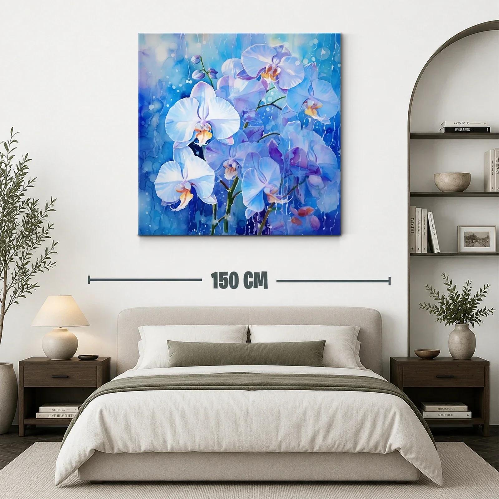 Orquídeas blancas sobre fondo azul vibrante — miniatura 3