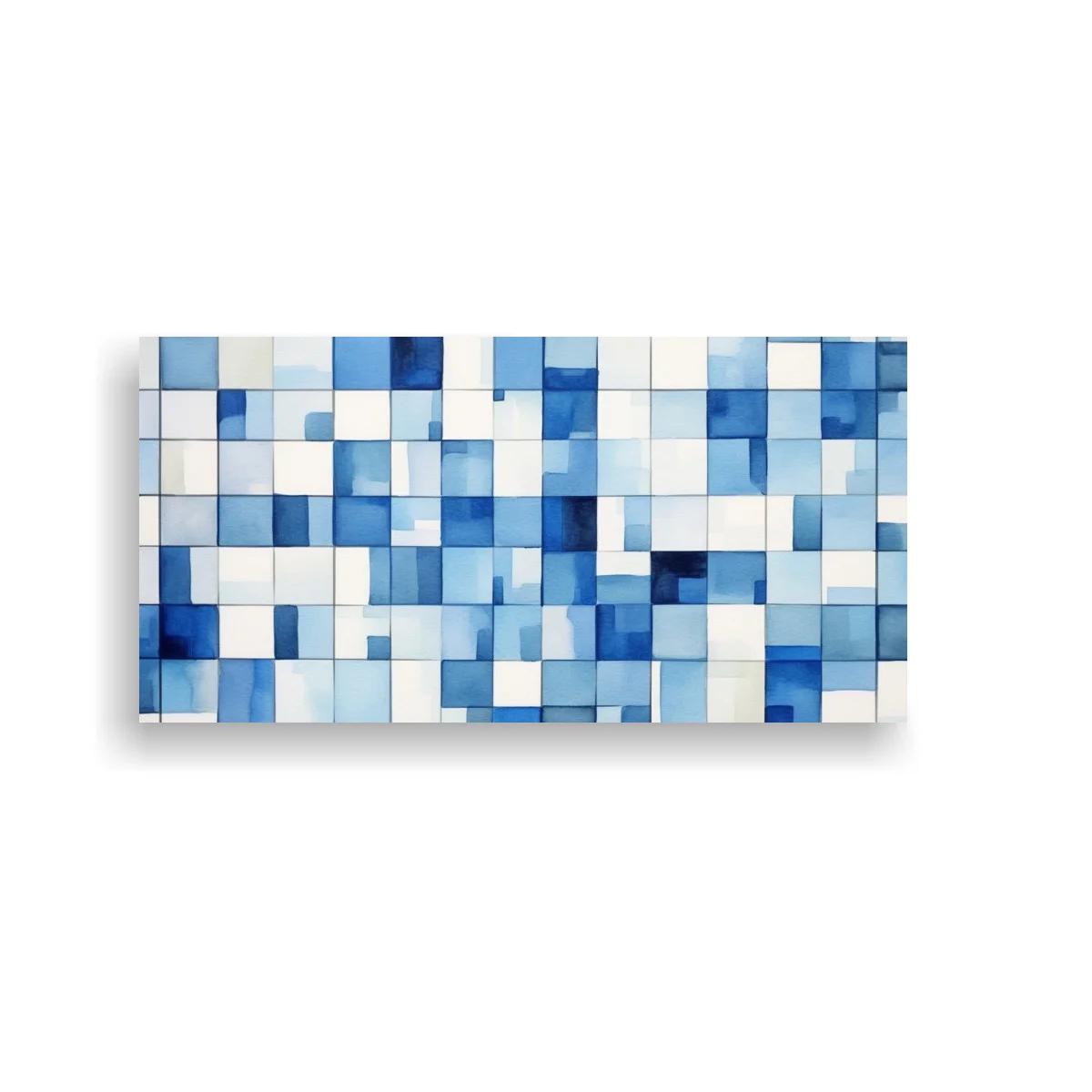 Cuadro mosaico geométrico azul con capas superpuestas — imagen principal