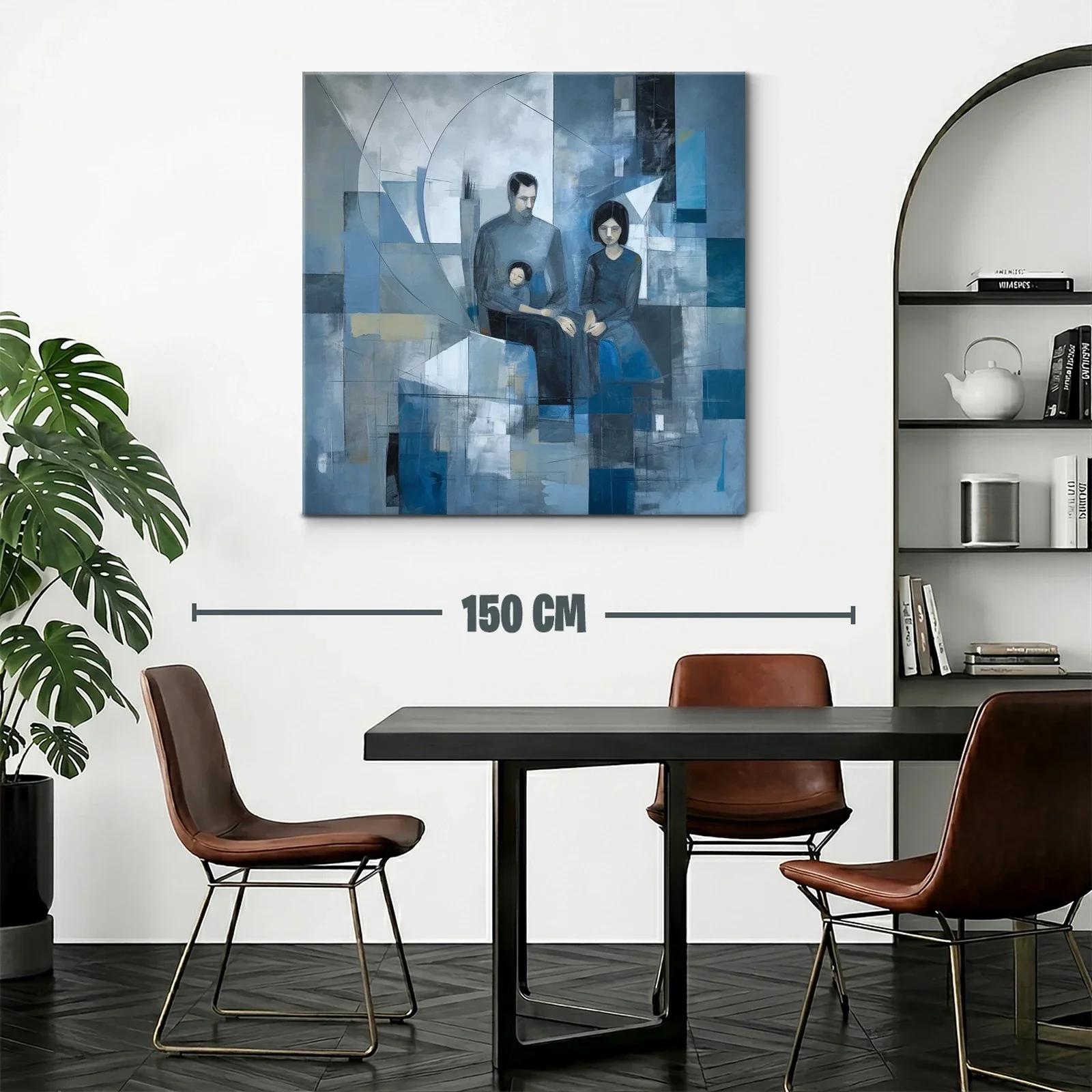 Composición abstracta de familia en tonos fríos y azules — miniatura 2