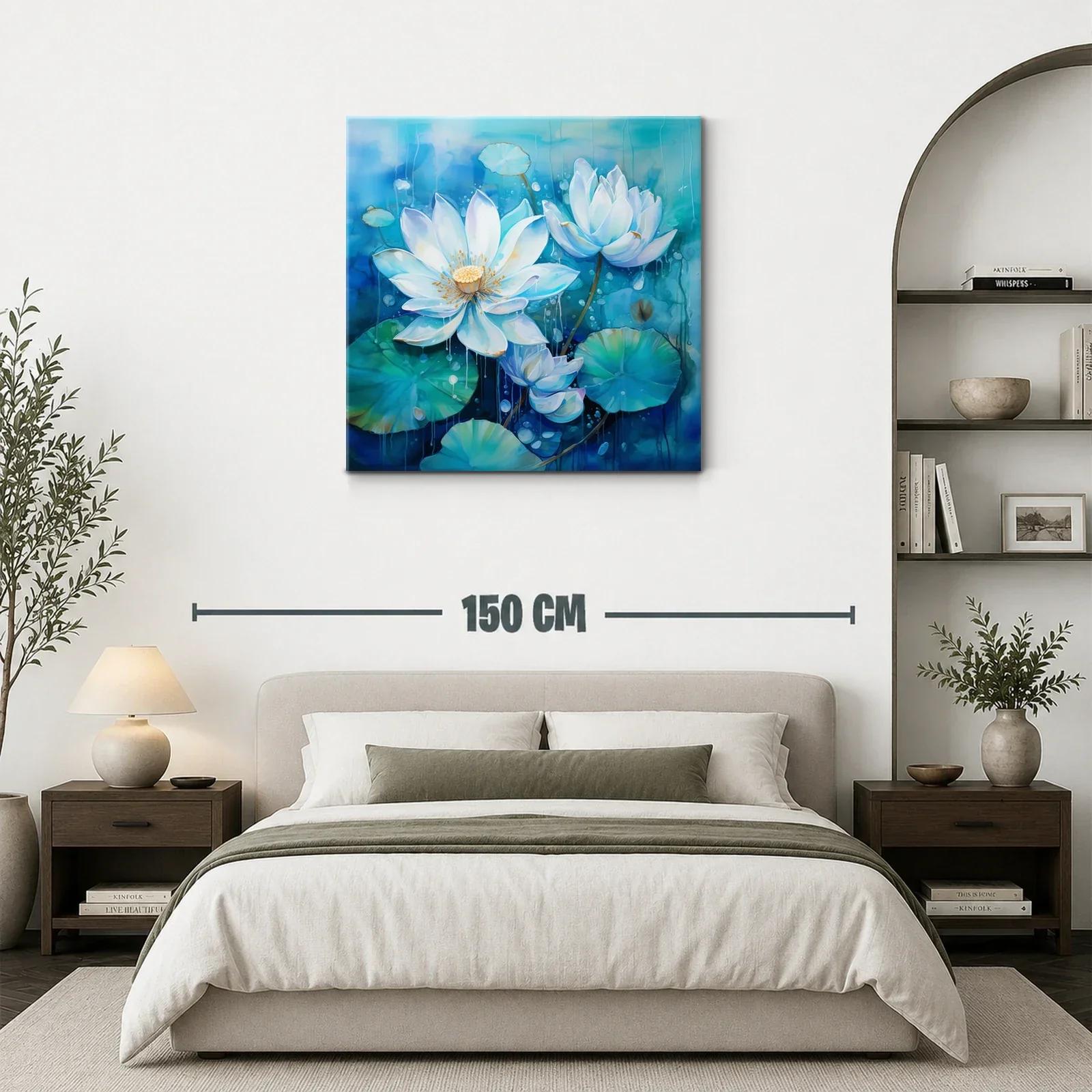 Elegancia de flores blancas sobre fondo azul profundo — miniatura 3