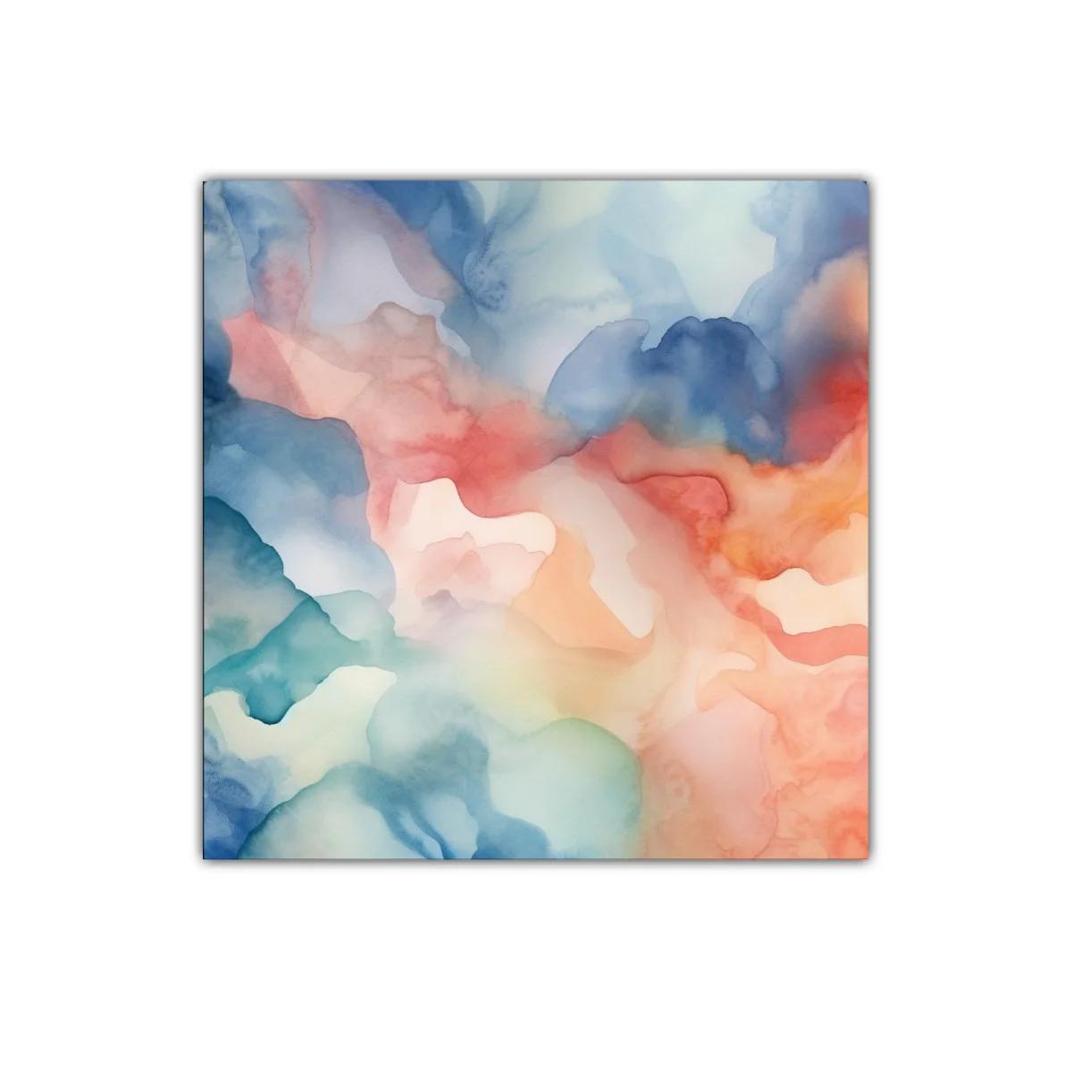 Cuadro decorativo con formas abstractas y tonos cálidos y azules — imagen principal