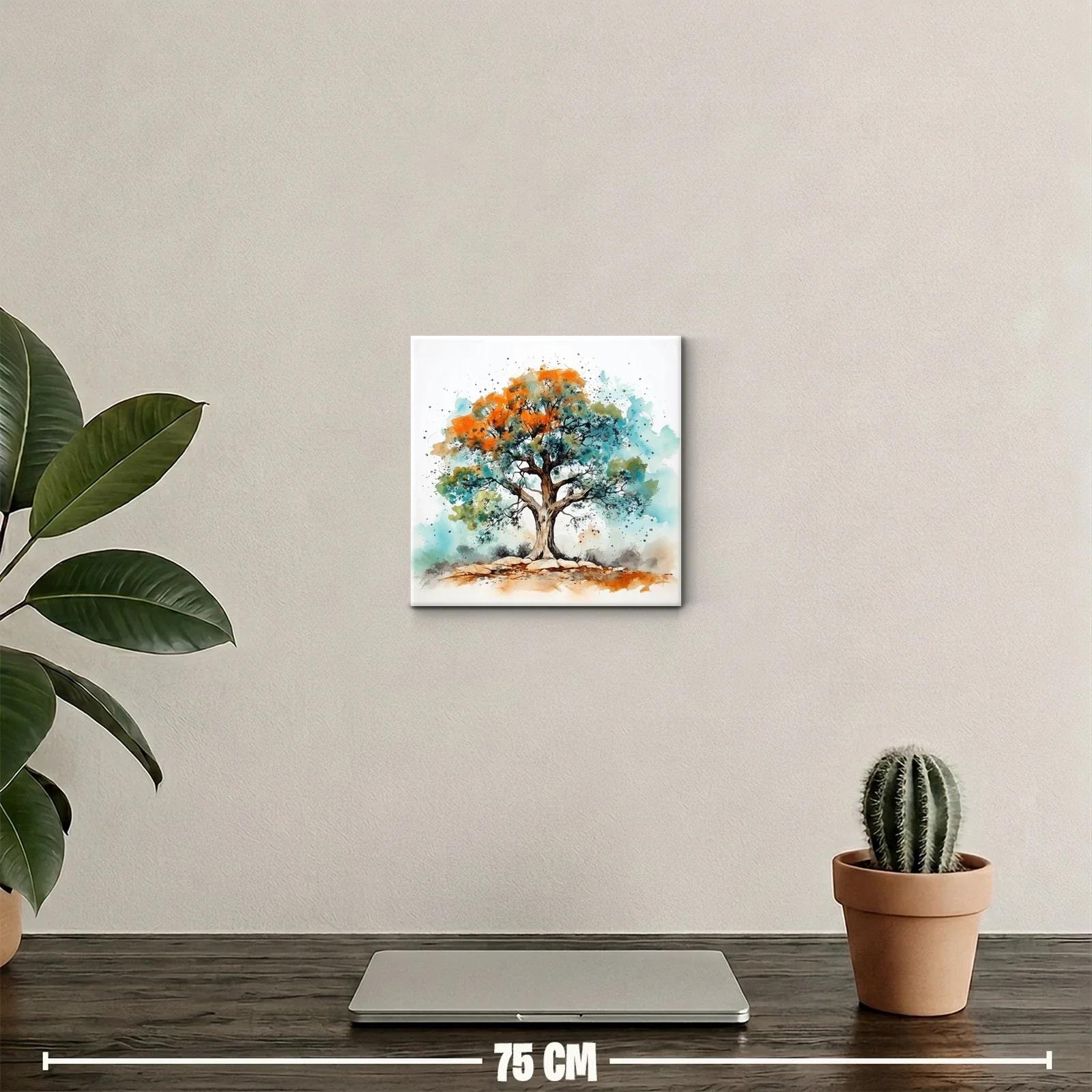 Árbol colorido con tonos otoñales y verdes vivos — miniatura 2
