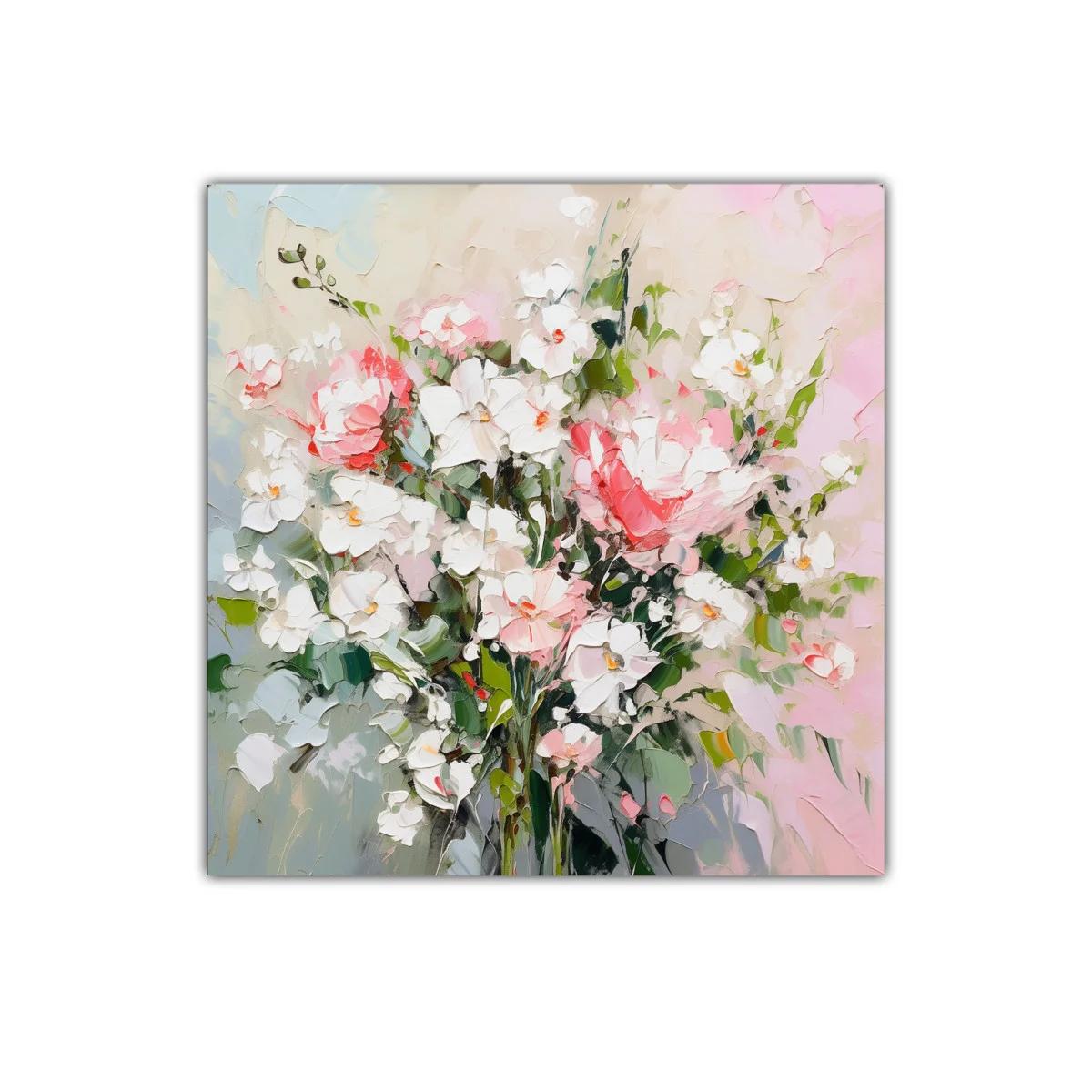 Cuadro decorativo con ramo de flores en tonos suaves