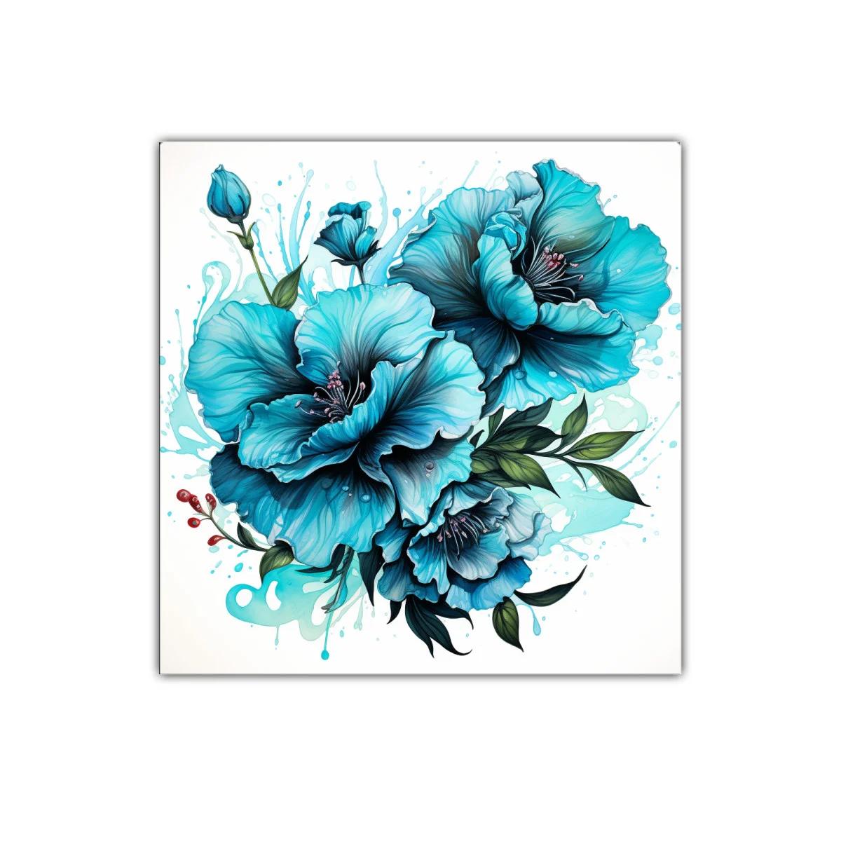 Elegancia floral en tonos azules vibrantes para tu decoración