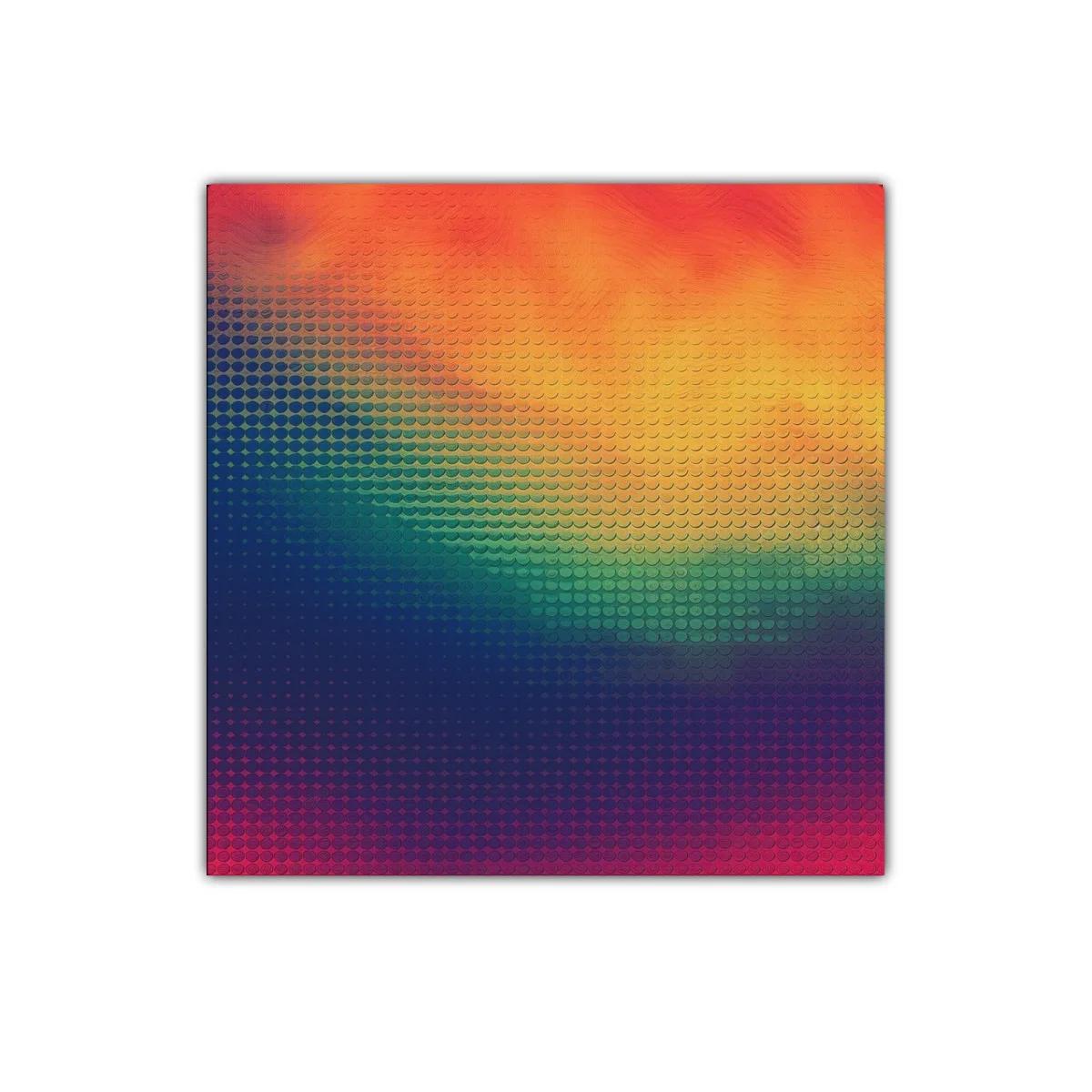 Cuadro abstracto moderno con patrones degradados y vibrantes