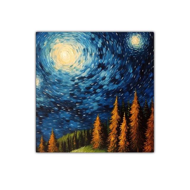 Cielo estrellado vibrante sobre bosque otoñal