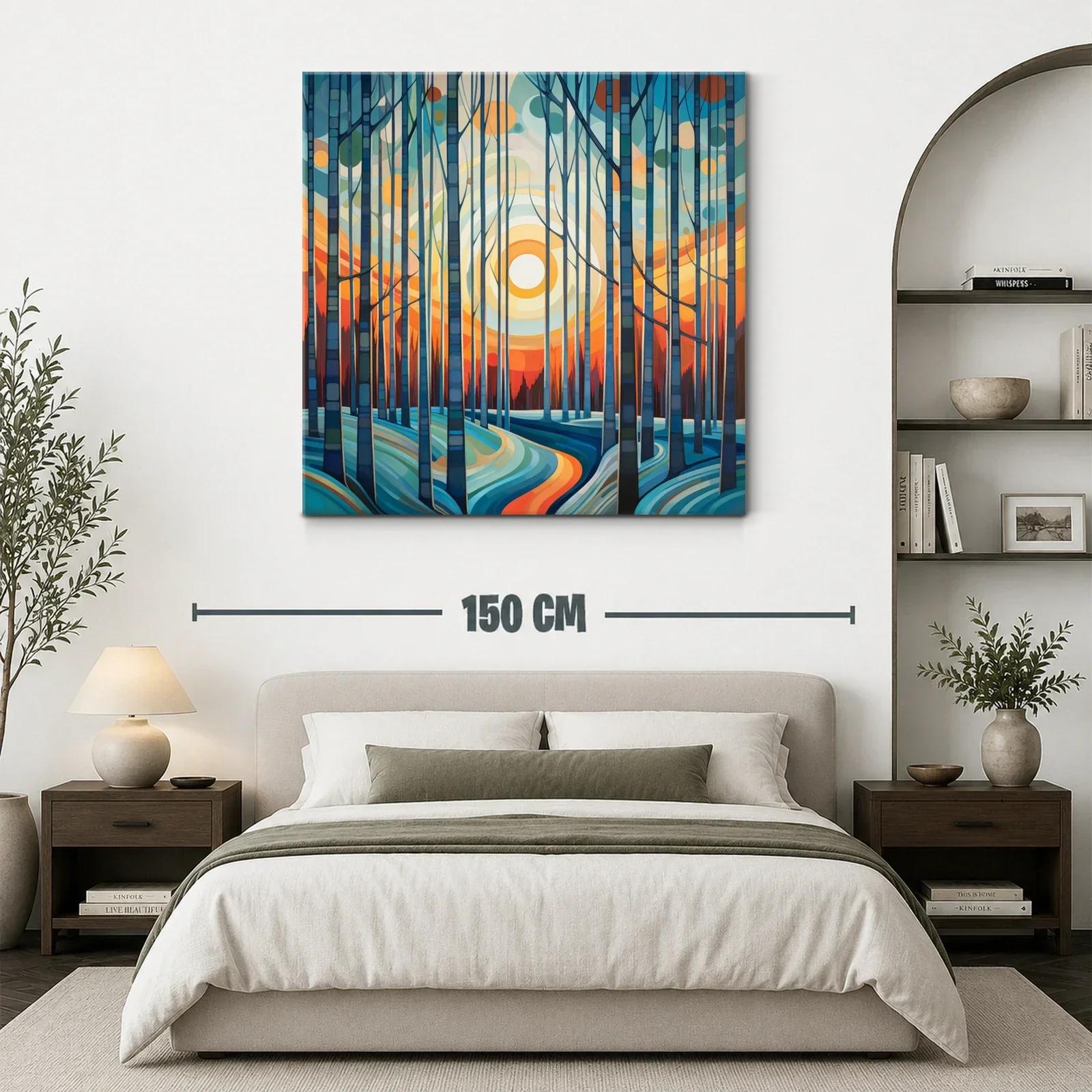 Paisaje forestal abstracto con luz cálida al amanecer — miniatura 3