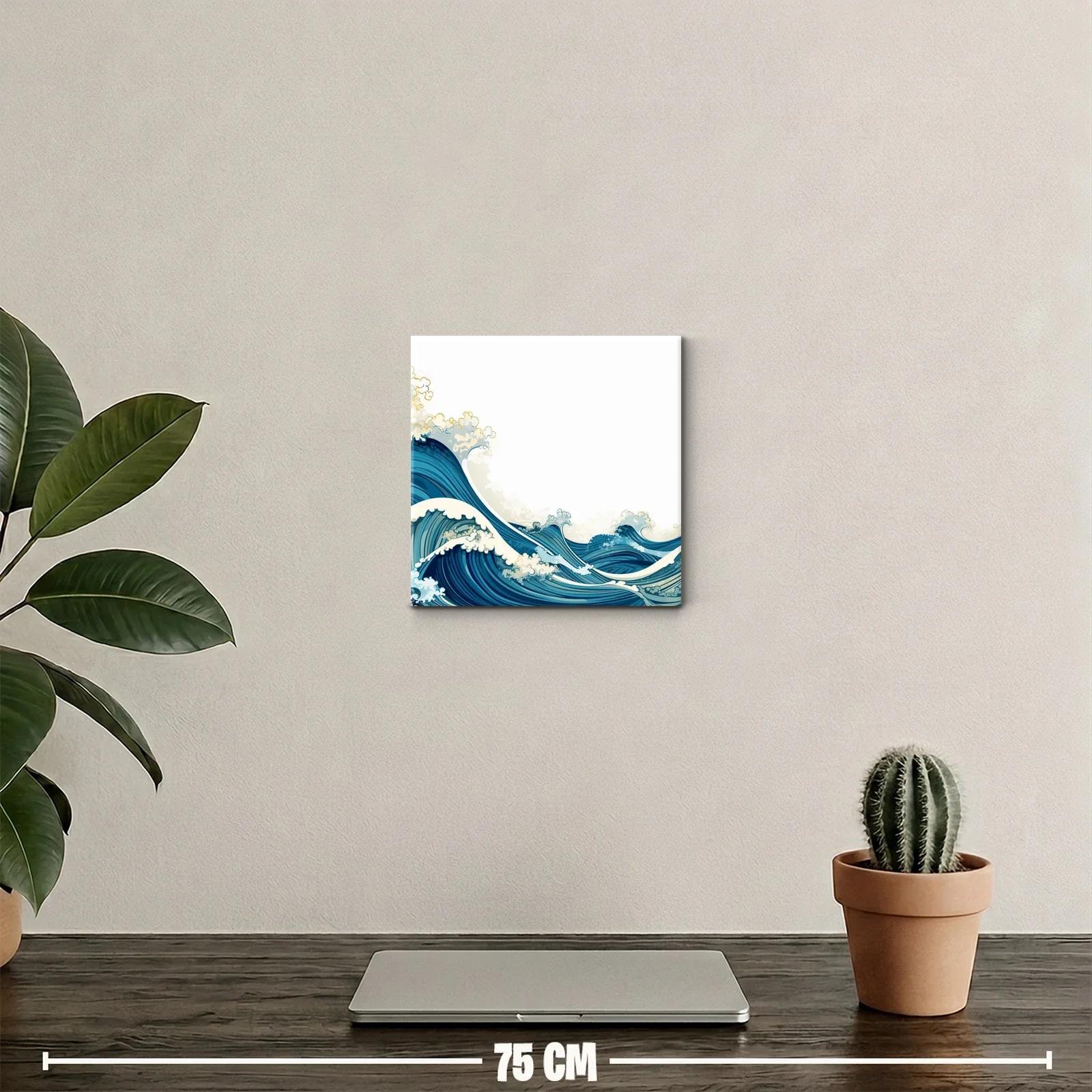 Cuadro decorativo con olas marinas en tonos azules y blancos — miniatura 2