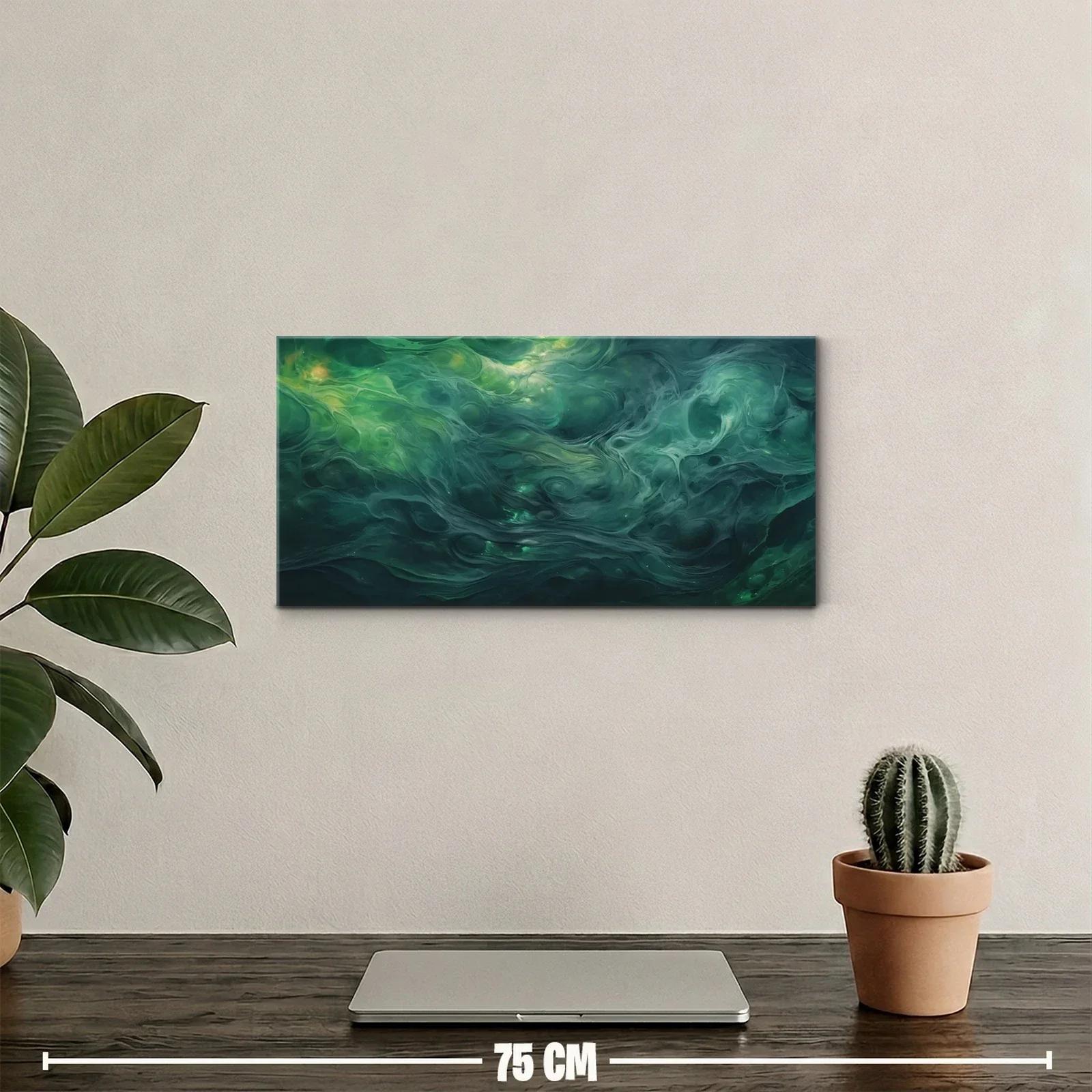Cuadro nubes verdes y turquesa con remolinos suaves — miniatura 2