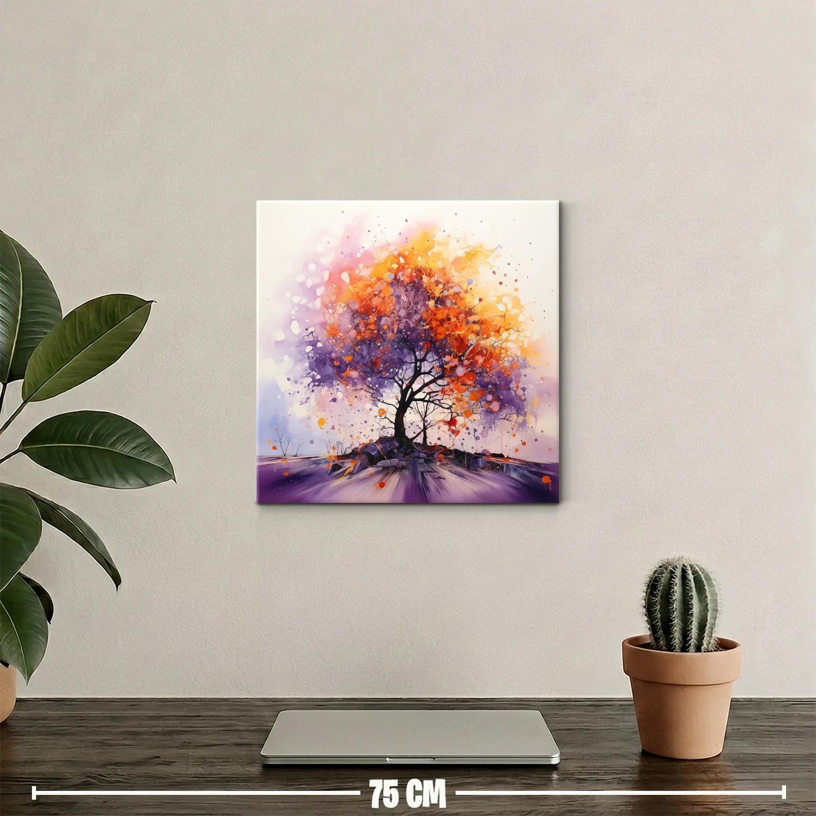 Árbol vibrante con tonos cálidos y morados en movimiento — miniatura 2