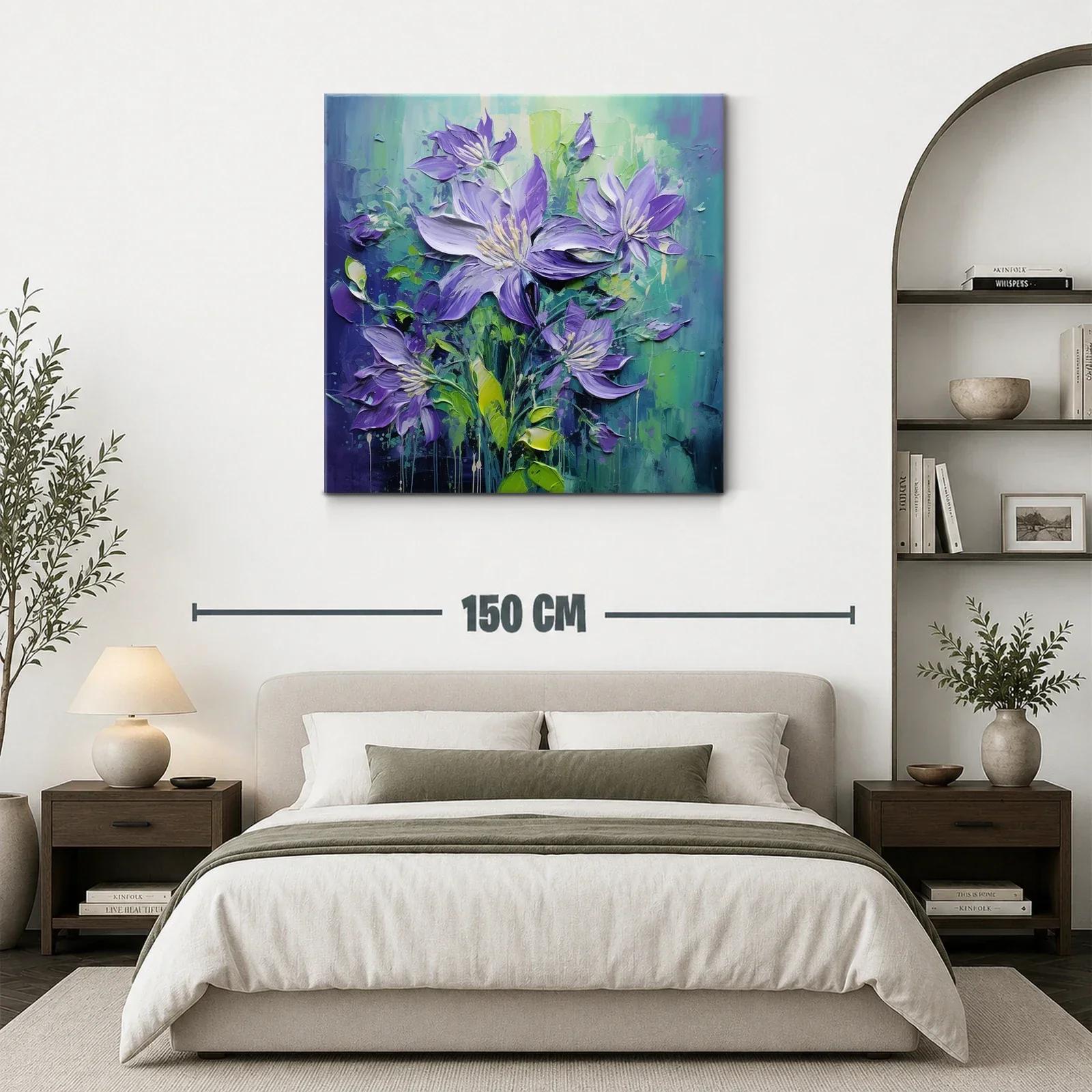 Flores púrpuras vibrantes con fondo verde y azul — miniatura 3