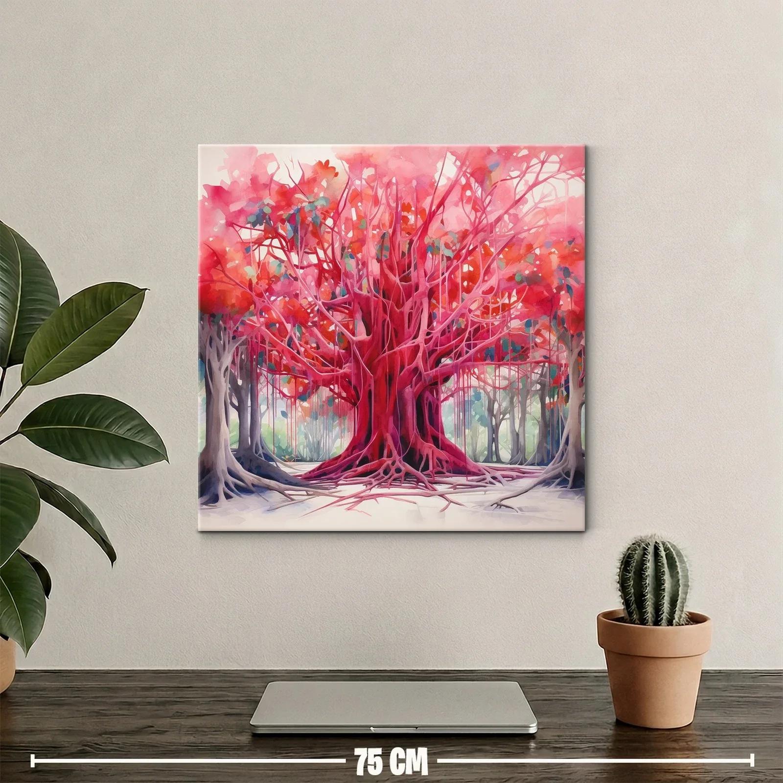 Impresionante árbol rojo en un bosque vibrante — miniatura 2