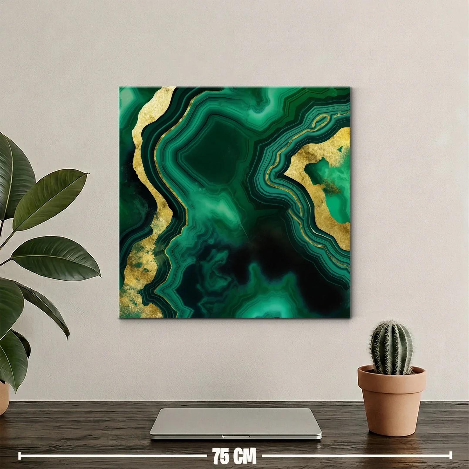 Arte Abstracto en Verde Esmeralda con Destellos Dorados — miniatura 2