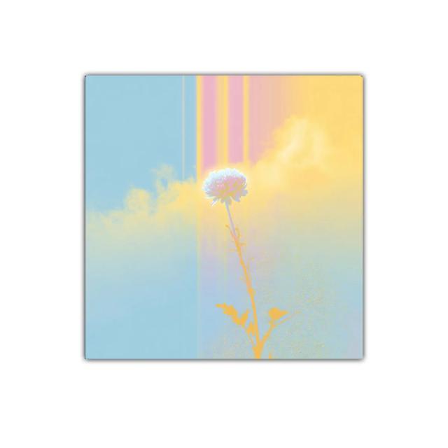 Flor solitaria con fondo pastel y atmósfera soñadora