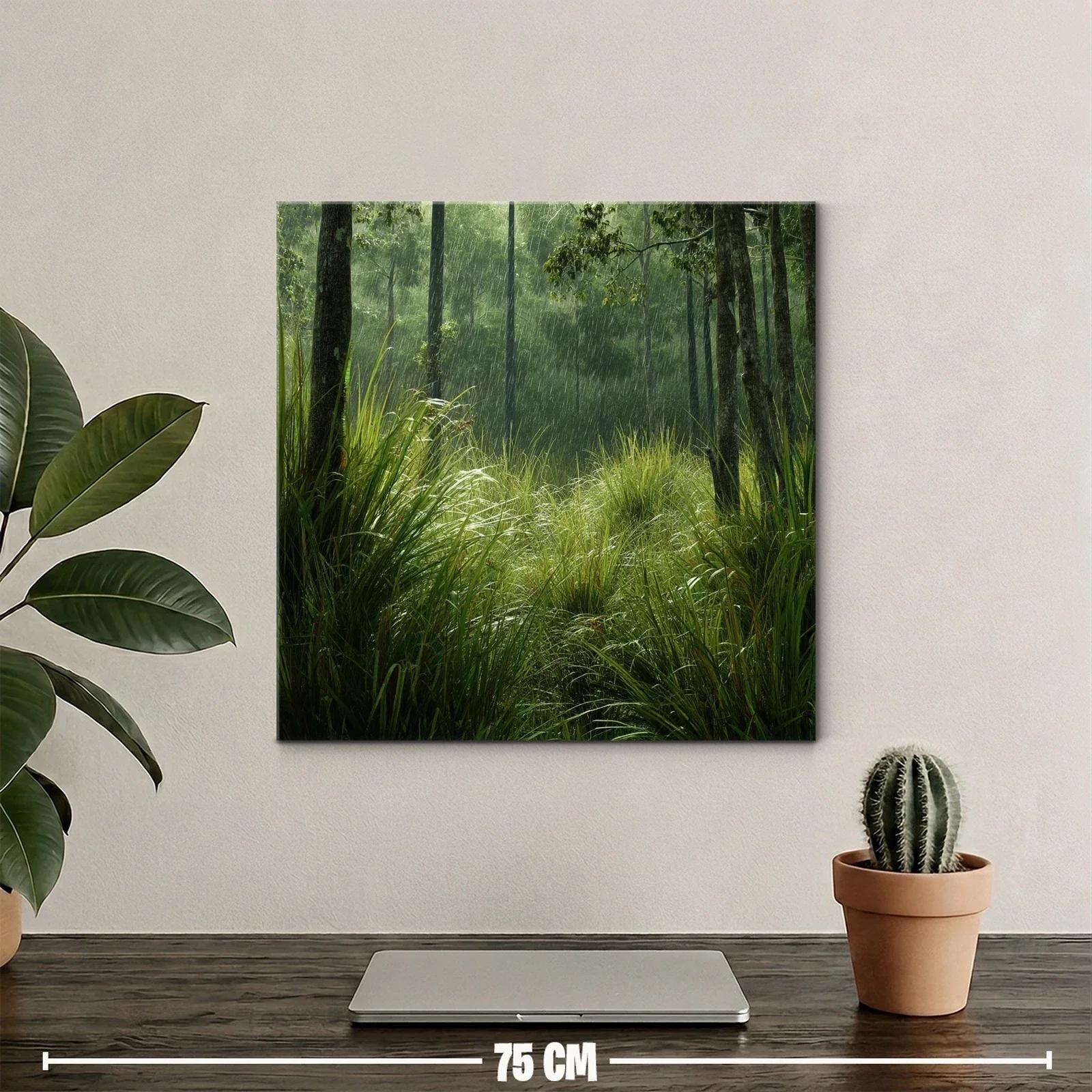 Bosque bajo la lluvia con vegetación luminosa y fresca — miniatura 2