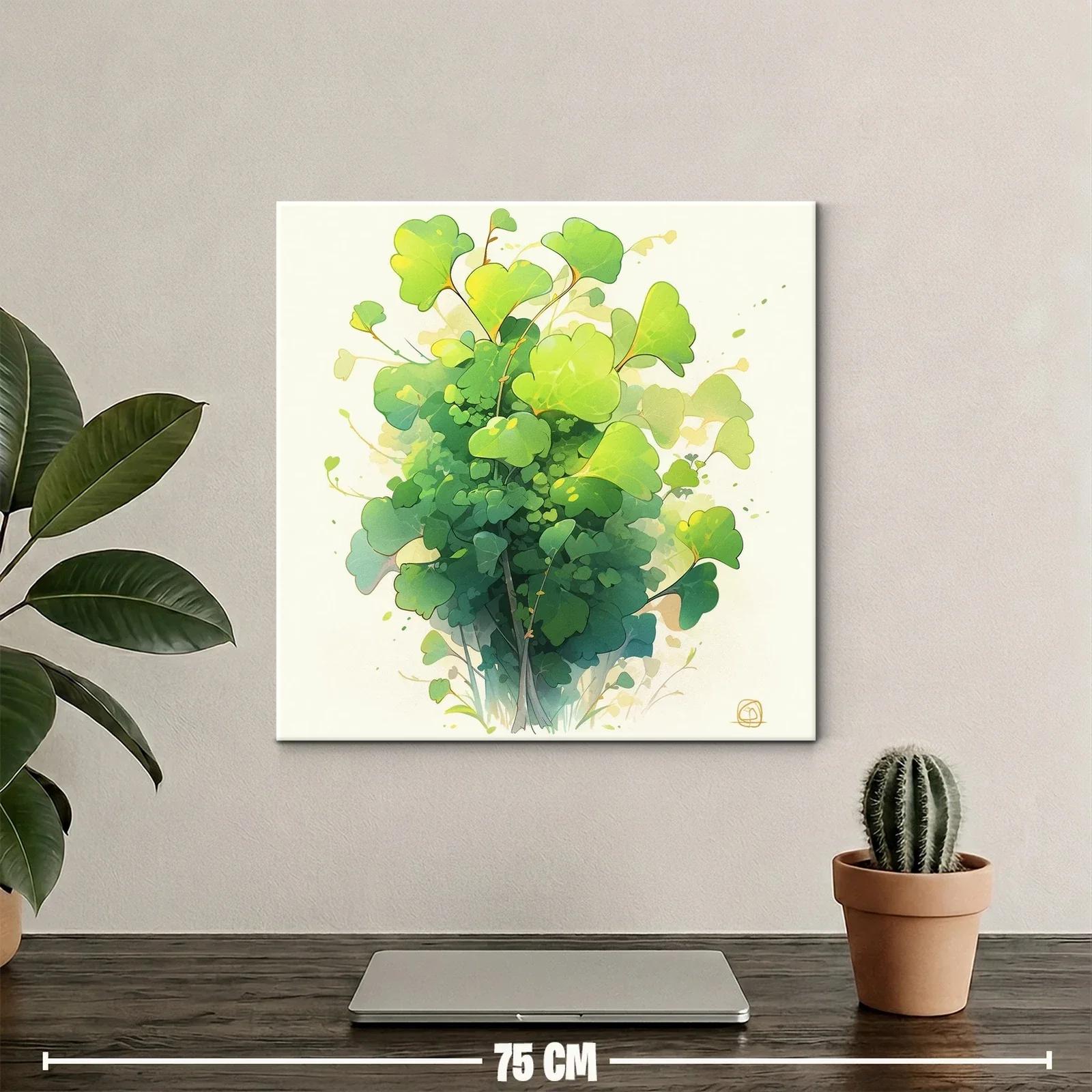 Cuadro con diseño de hojas verdes en tonos vibrantes — miniatura 2