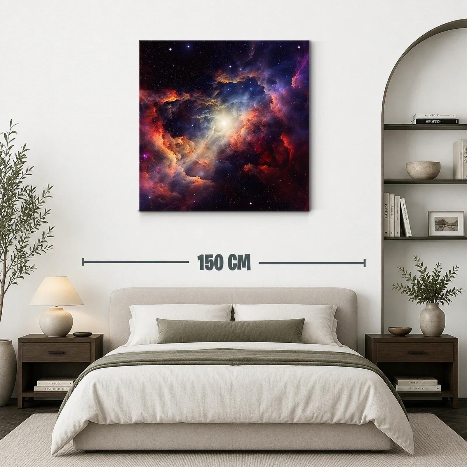 Cuadro nebulosa cósmica con vibrantes tonos cálidos y fríos — miniatura 3