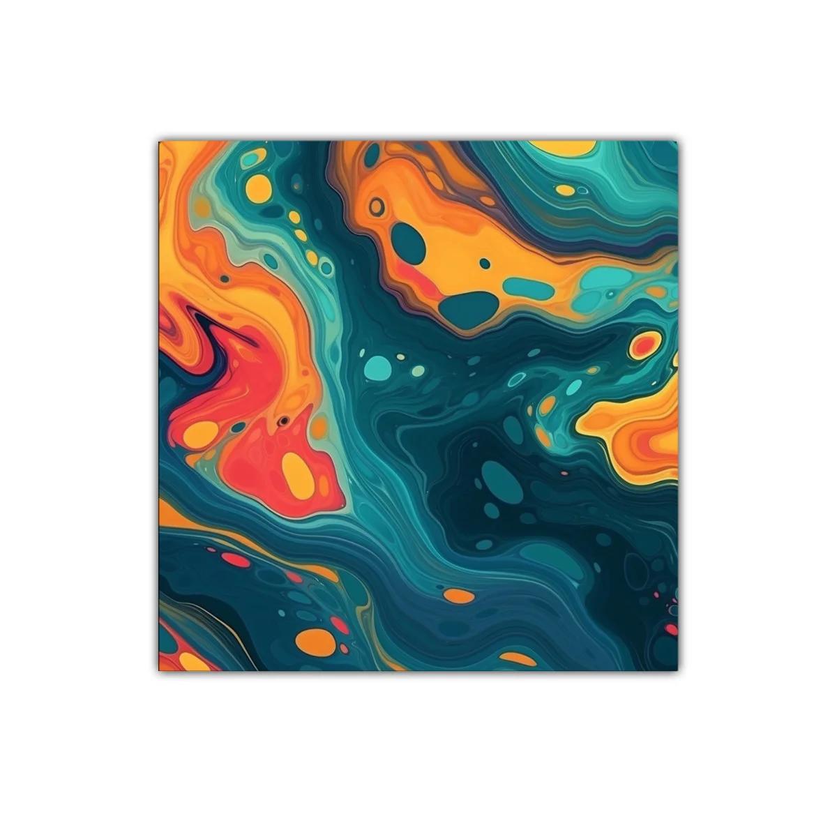 Cuadro abstracto con vibrantes colores cálidos y fríos — imagen principal