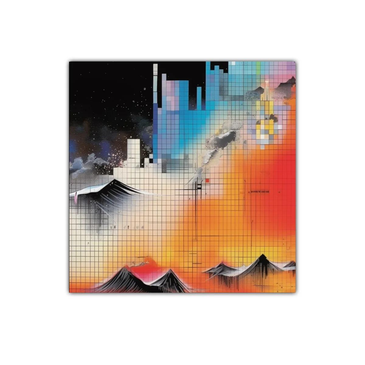 Composición geométrica con montañas y cielo estrellado — imagen principal