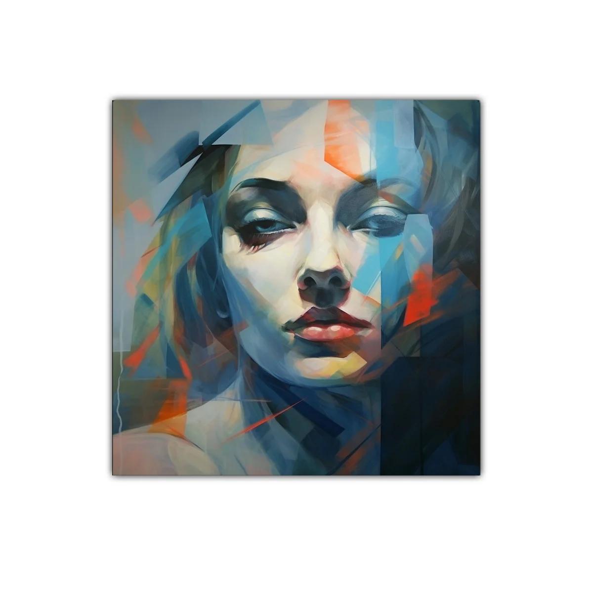 Retrato abstracto de mujer con tonos fríos y cálidos