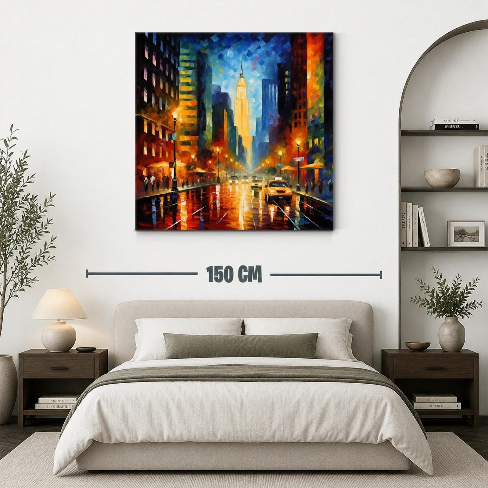 Ciudad nocturna vibrante con luces y reflejos urbanos — miniatura 3