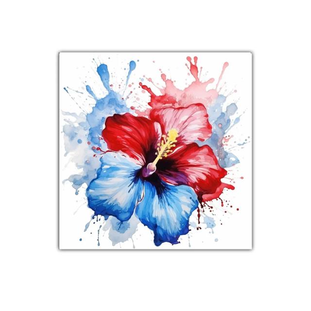 Flor vibrante en tonos azules y rojos para decorar espacios