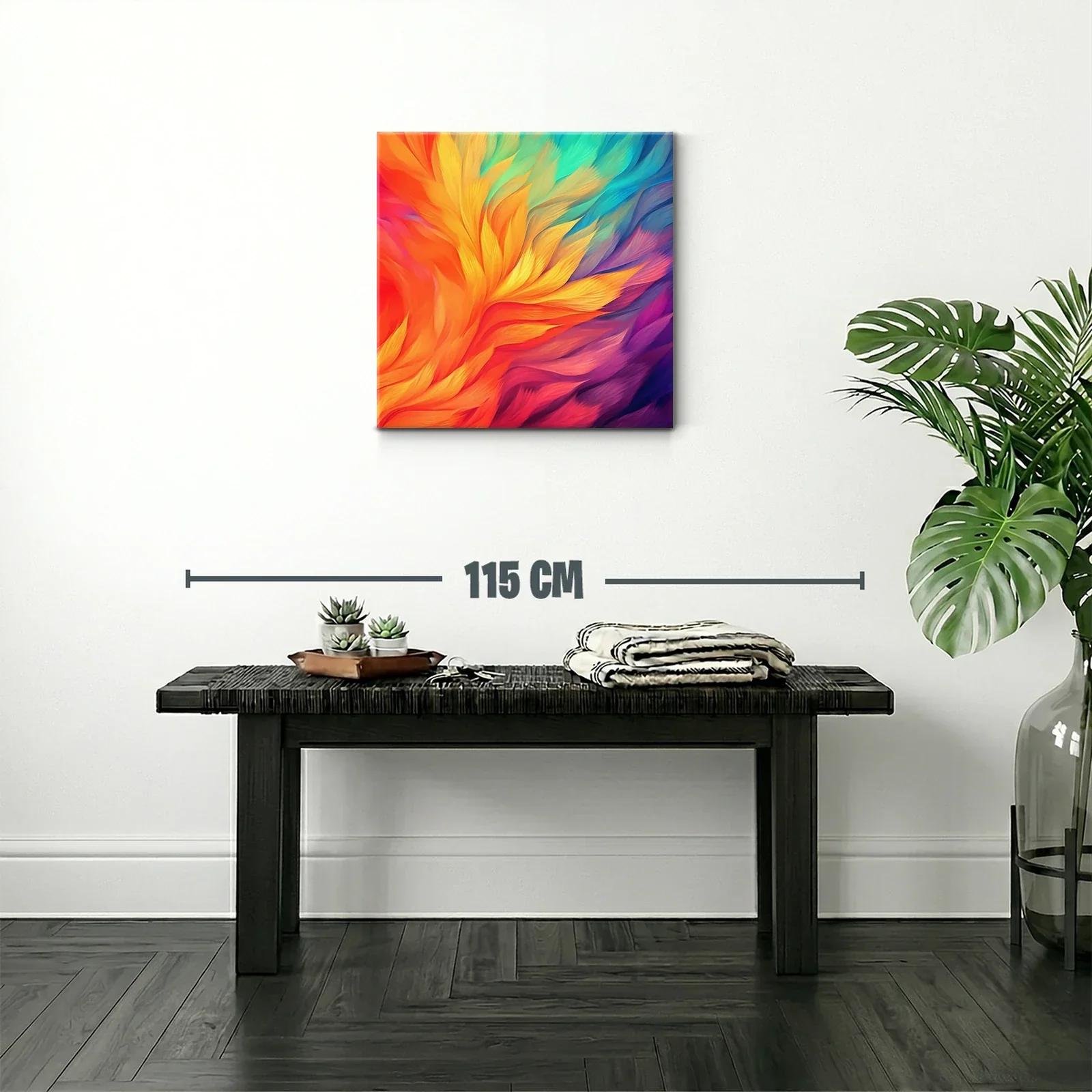 Cuadro abstracto en vibrantes tonos cálidos y fríos — miniatura 2