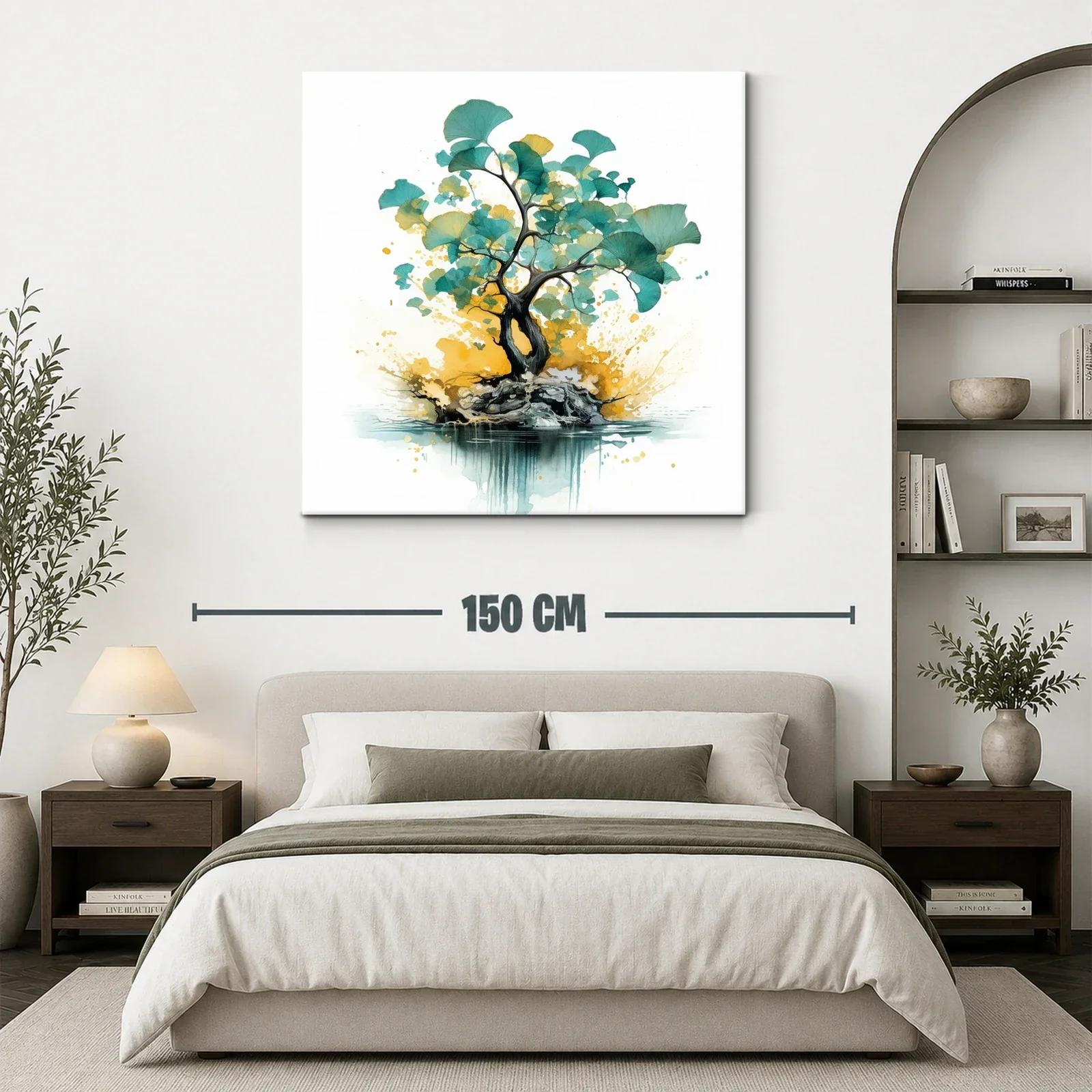 Árbol abstracto con hojas en tonos azules y amarillos — miniatura 3