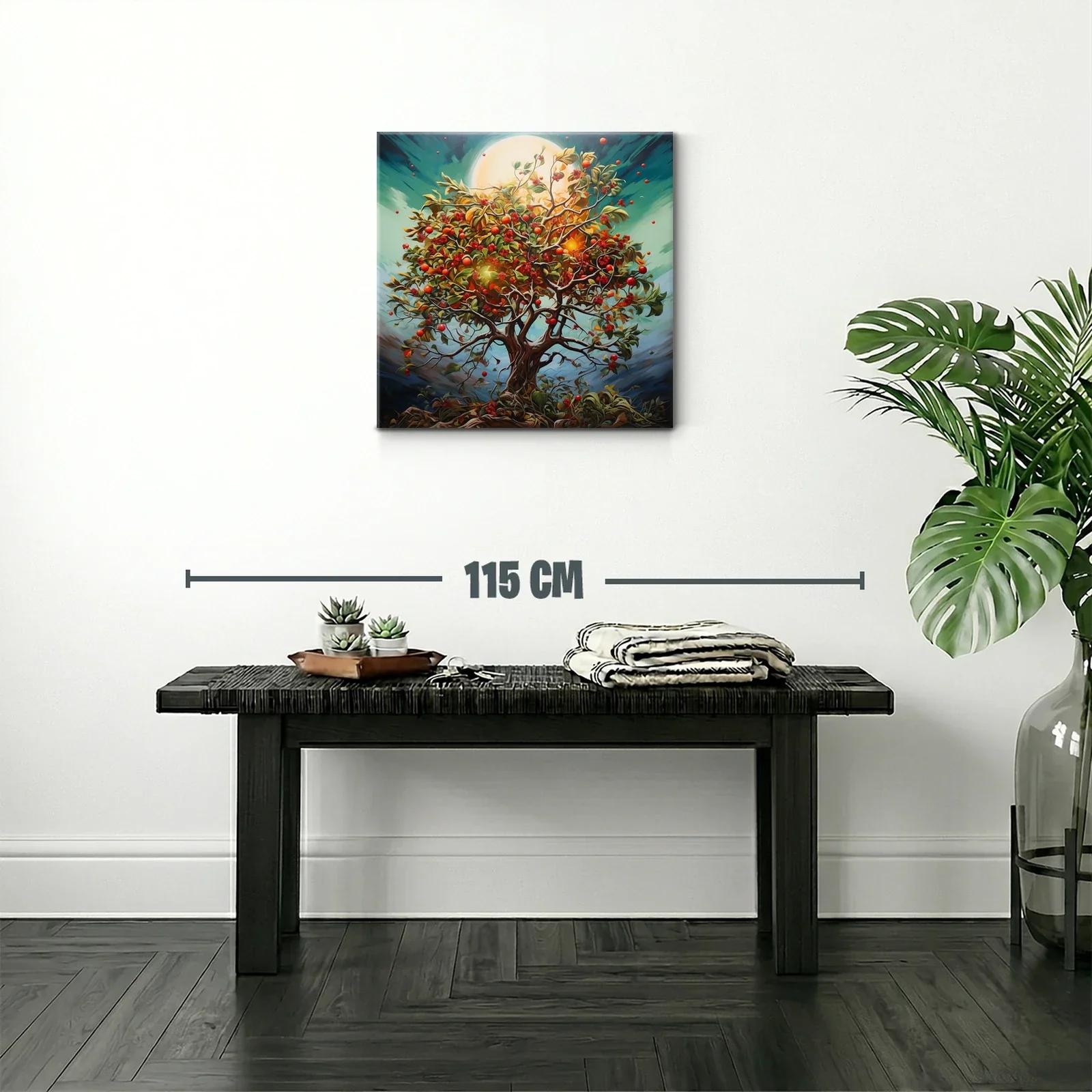 Árbol exuberante con frutos rojos y luz radiante — miniatura 2