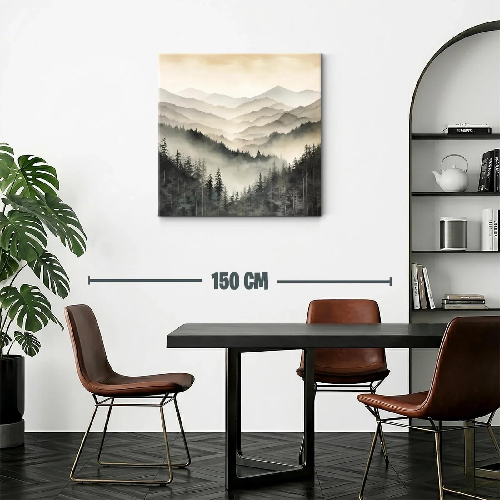 Paisaje de Montañas y Bosques con Niebla Suave y Tranquila — miniatura 2