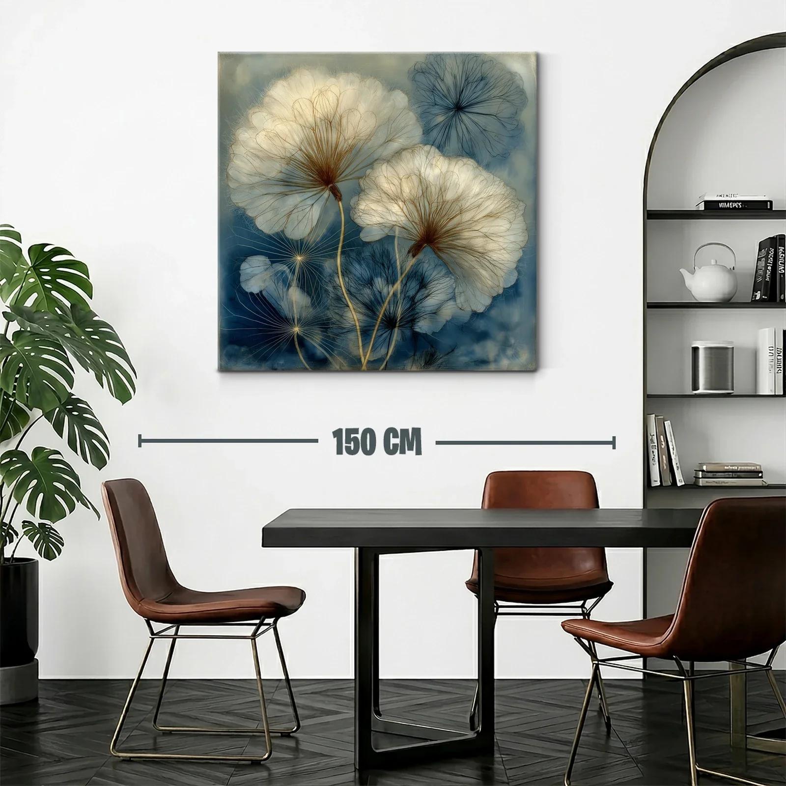 Delicadas flores en tonos beige y azul para un ambiente sereno — miniatura 2