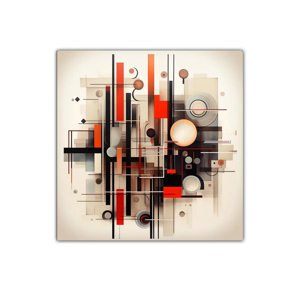 Composición geométrica con líneas y círculos en tonos cálidos — imagen principal