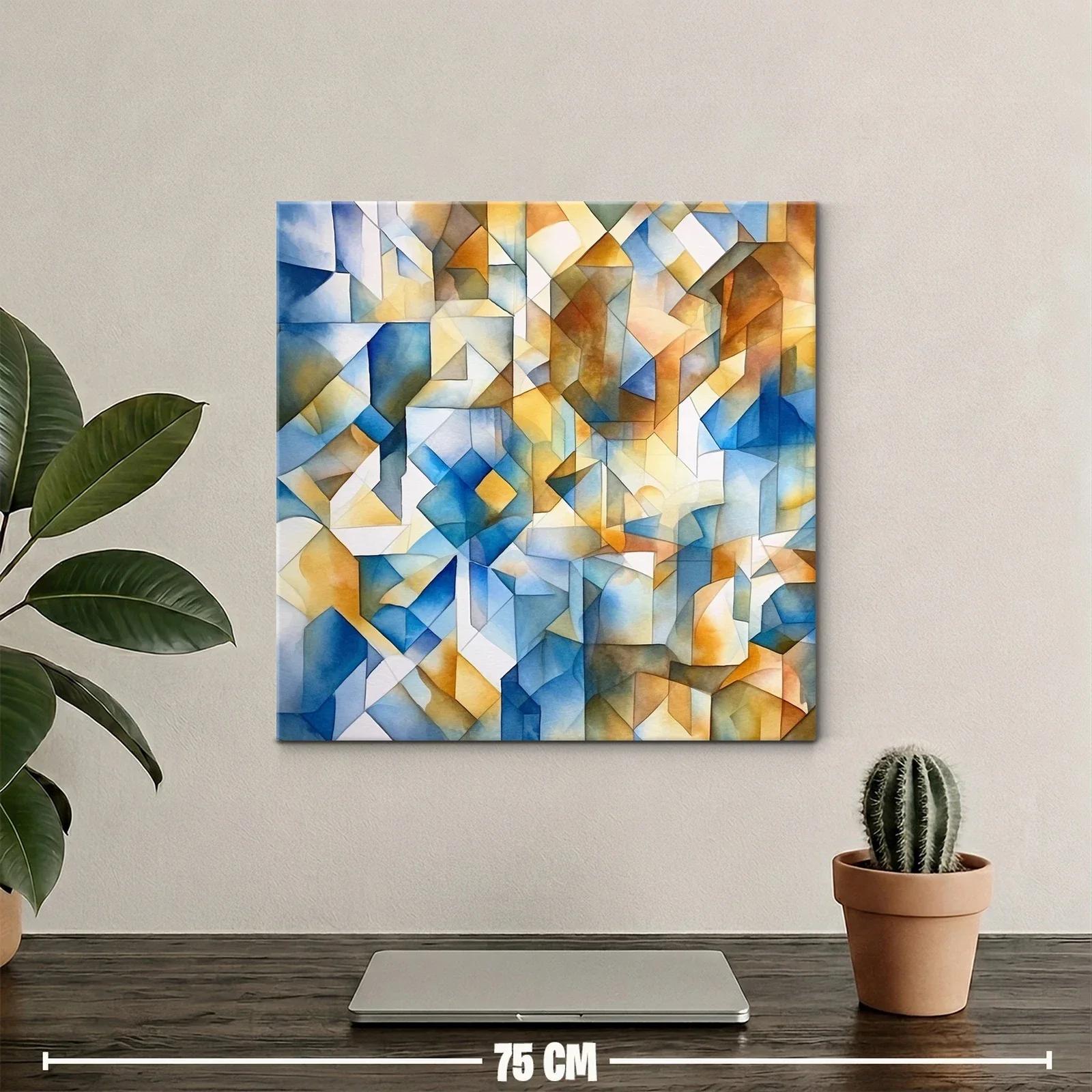 Composición abstracta con tonos azules y ocres cálidos — miniatura 2