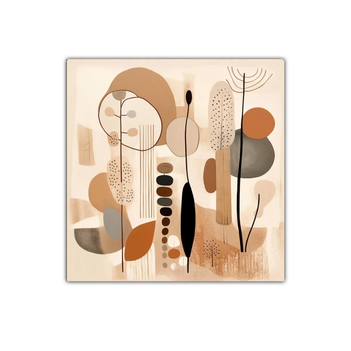 Cuadro abstracto con formas orgánicas y tonos tierra cálidos — imagen principal