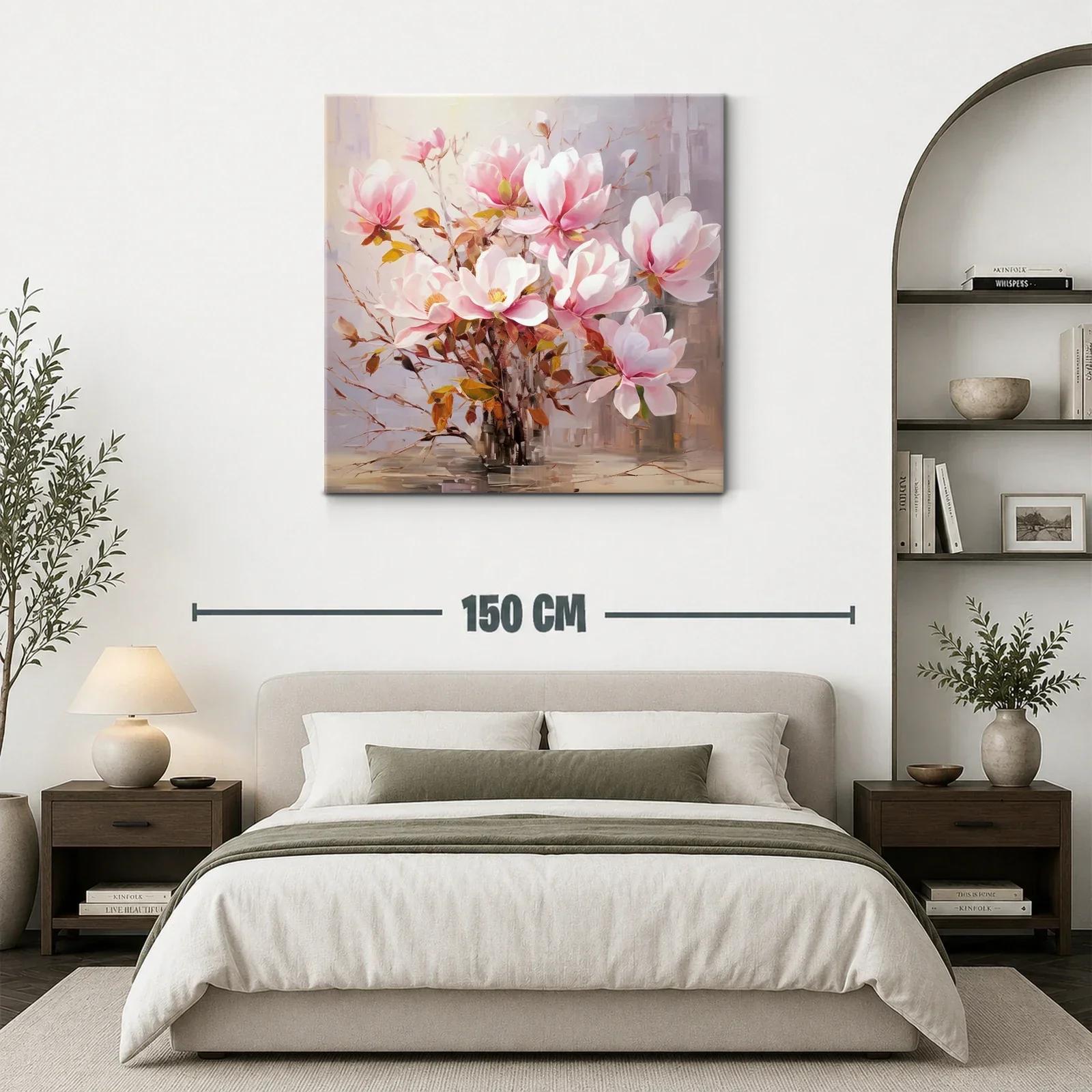 Cuadro con delicadas flores rosadas y follaje otoñal — miniatura 3