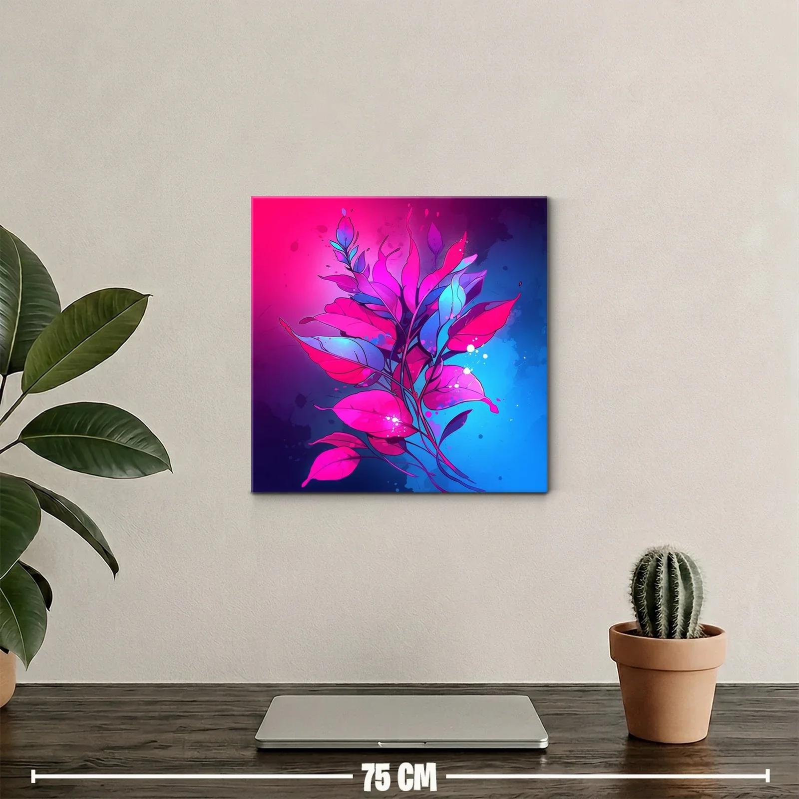 Composición vibrante de hojas en tonos fucsia y azul — miniatura 2