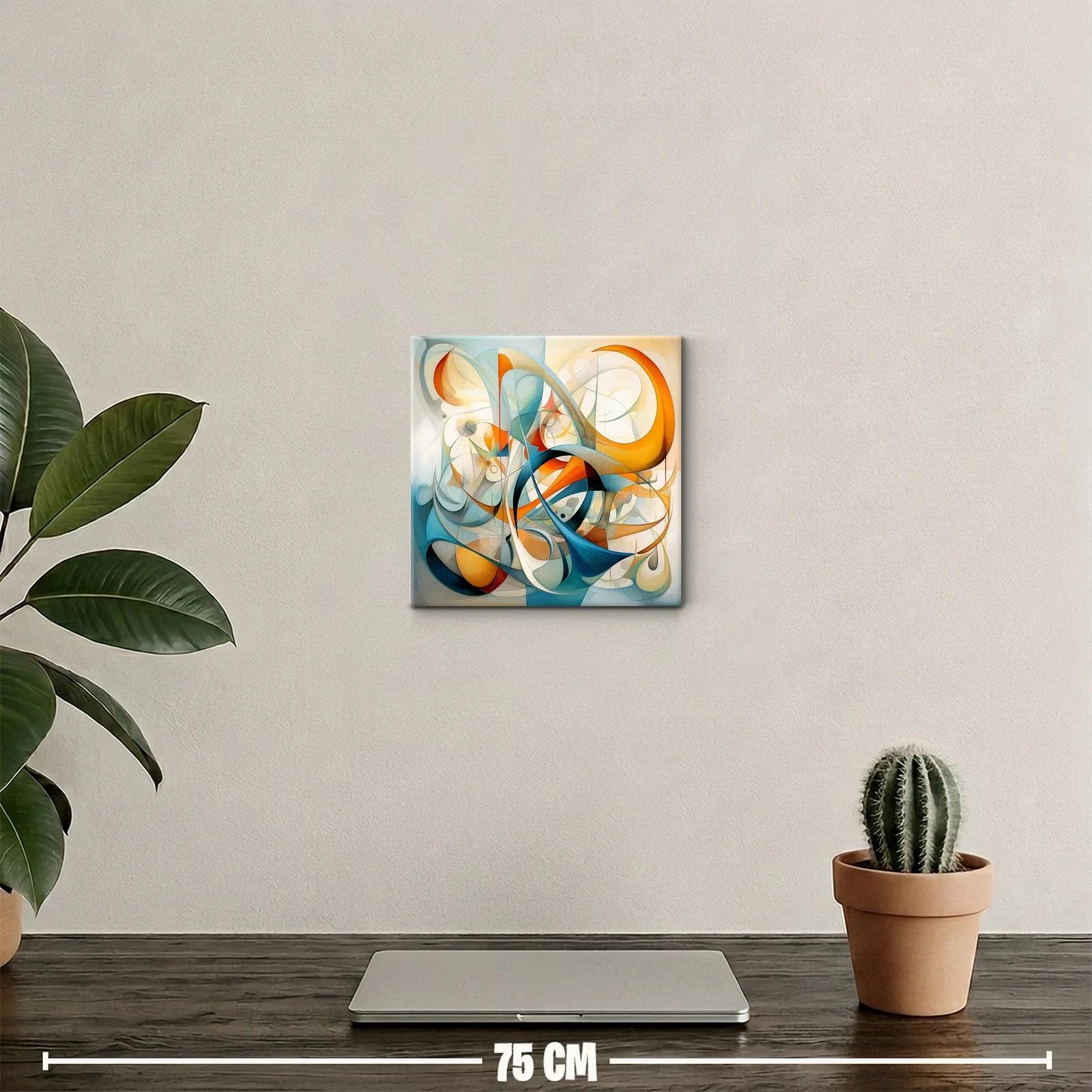 Cuadro decorativo con formas abstractas en tonos cálidos y fríos — miniatura 2
