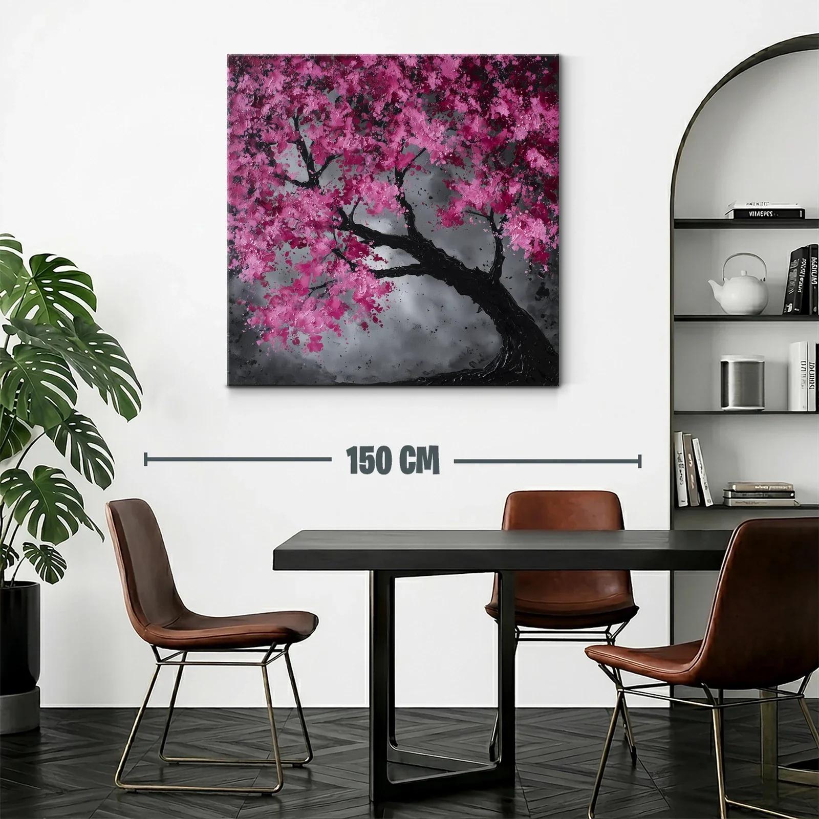 Árbol floreciente con tonos fucsia y fondo gris acero — miniatura 2